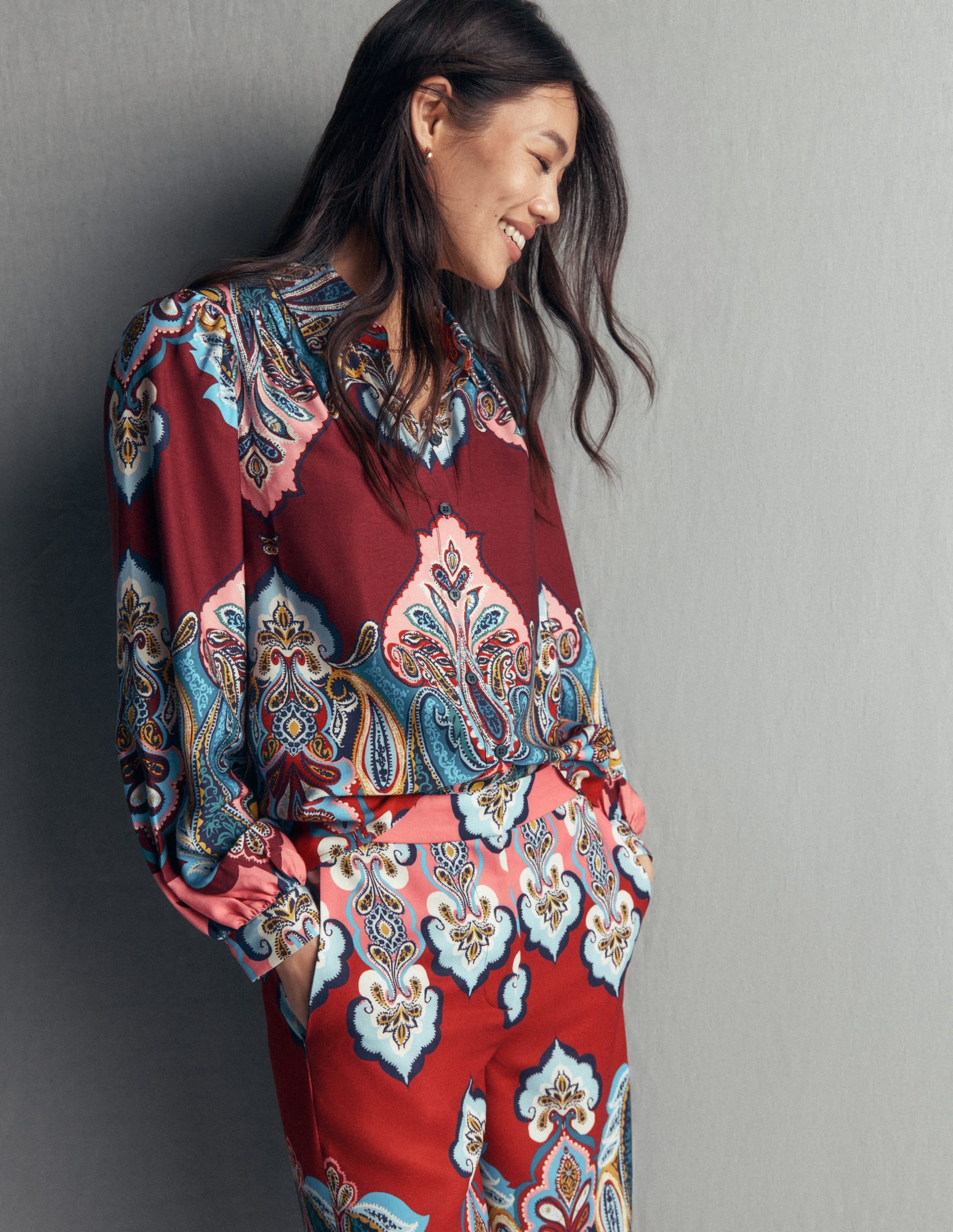 Long Sleeve Printed Shirt-Multi. Popping Paisley - Image 5