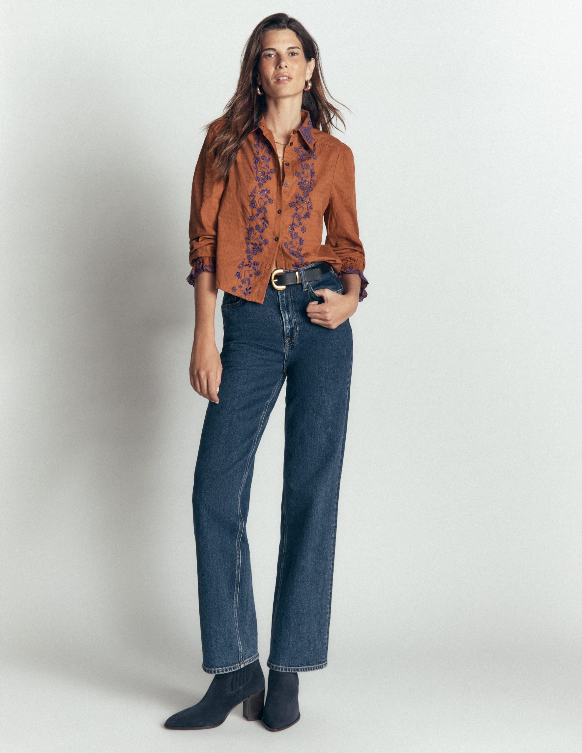 Violet Cotton Top-Brown Beaded - Image 4