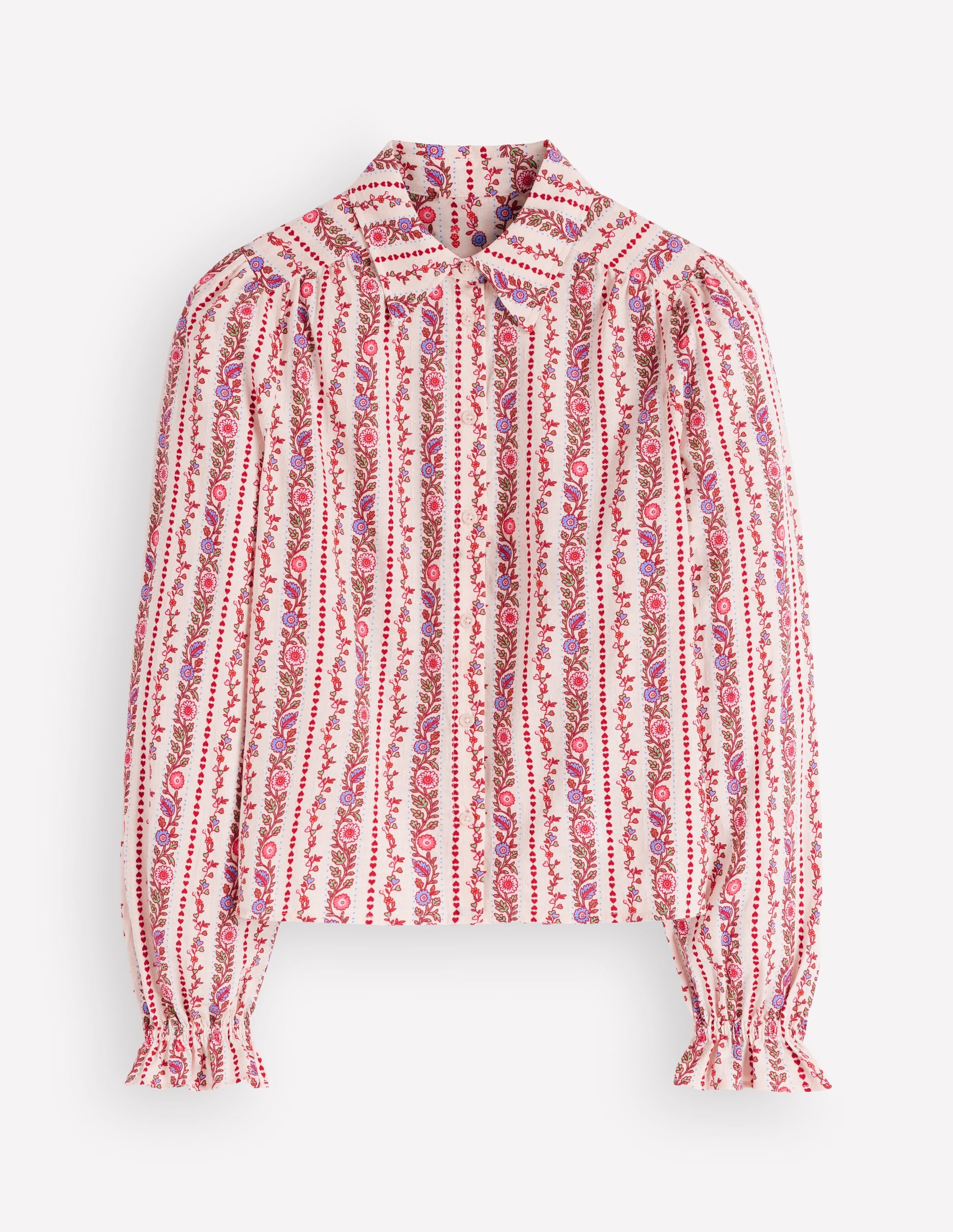 Violet Cotton Top-Soft Cream. Floral Heart Vine - Image 7