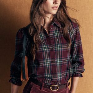 Violet Cotton Top-Maroon and Olive Check