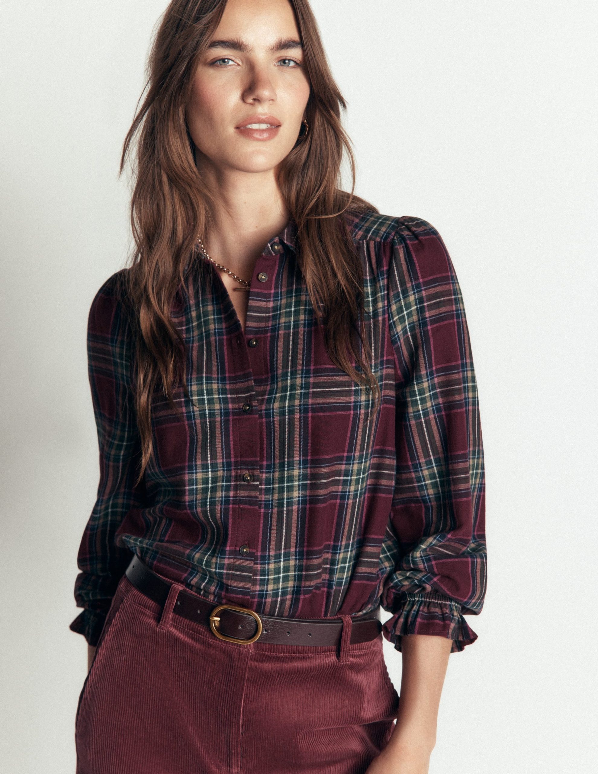 Violet Cotton Top-Maroon and Olive Check - Image 5