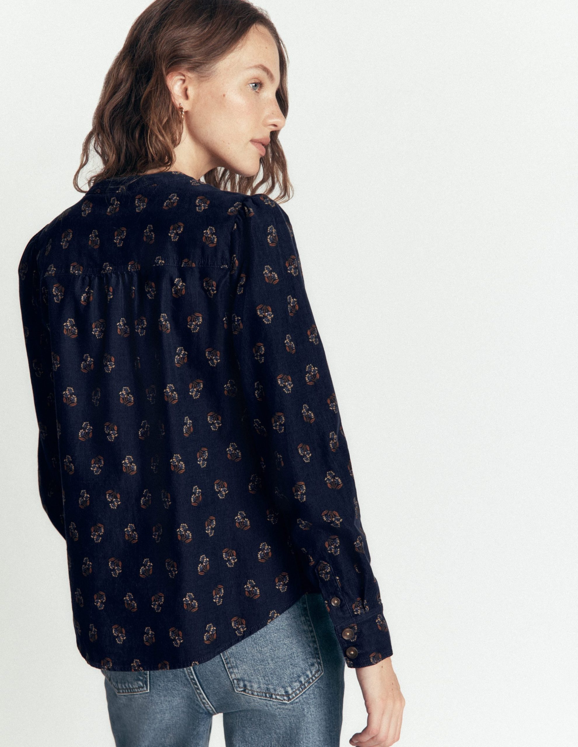 Thea Cord Shirt-French Navy. Ditsy Carnation - Image 3
