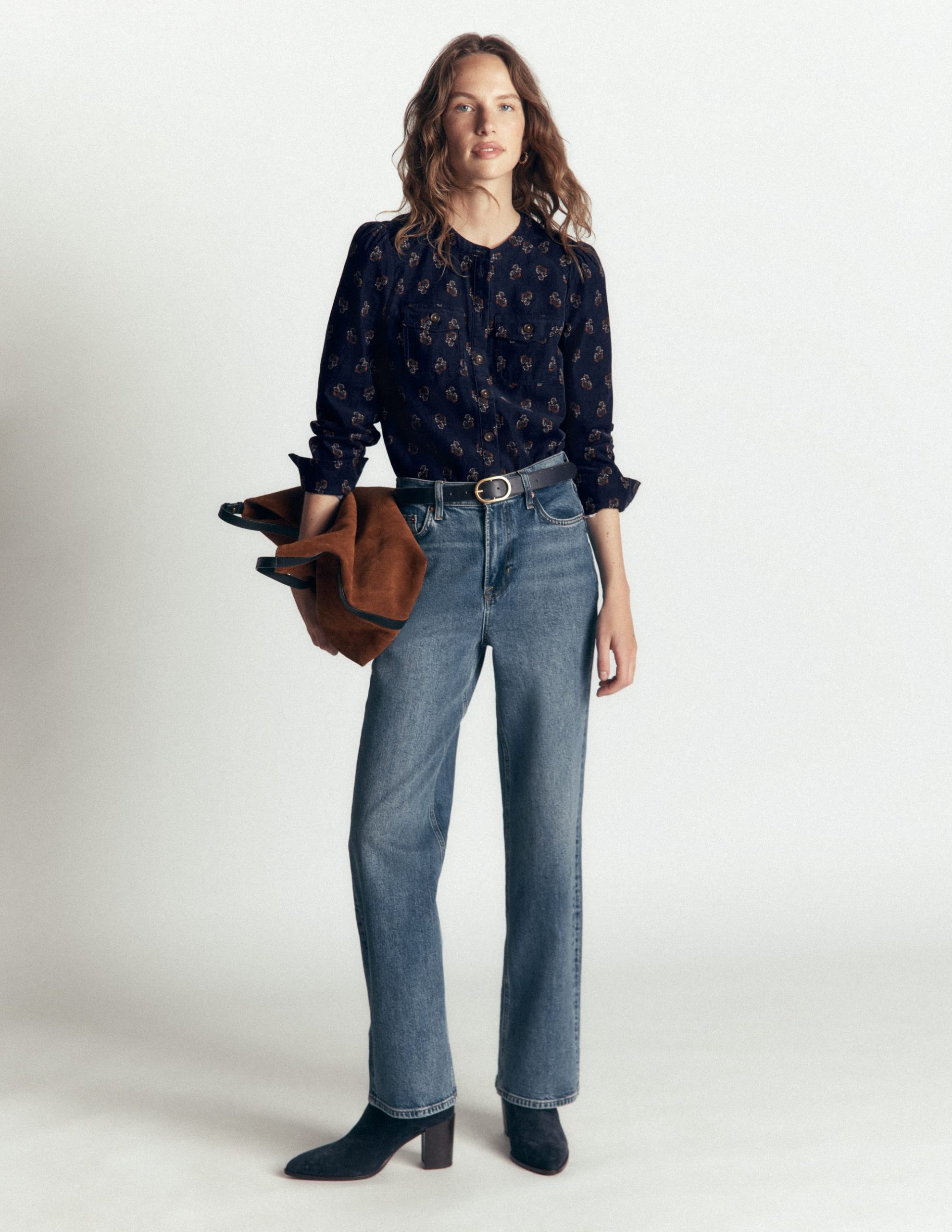 Thea Cord Shirt-French Navy. Ditsy Carnation - Image 4