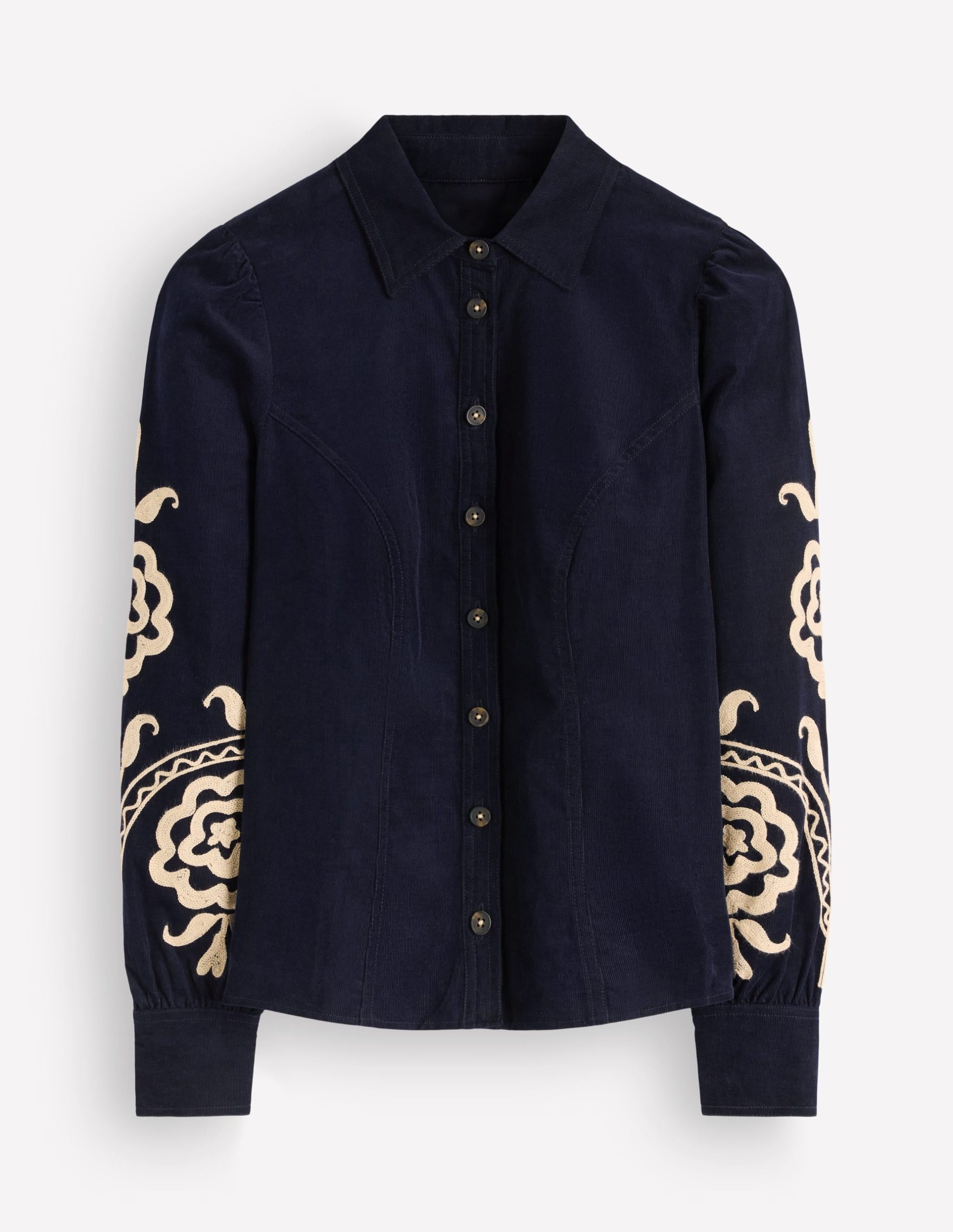 Sky Cord Shirt-Navy. Embroidered - Image 6
