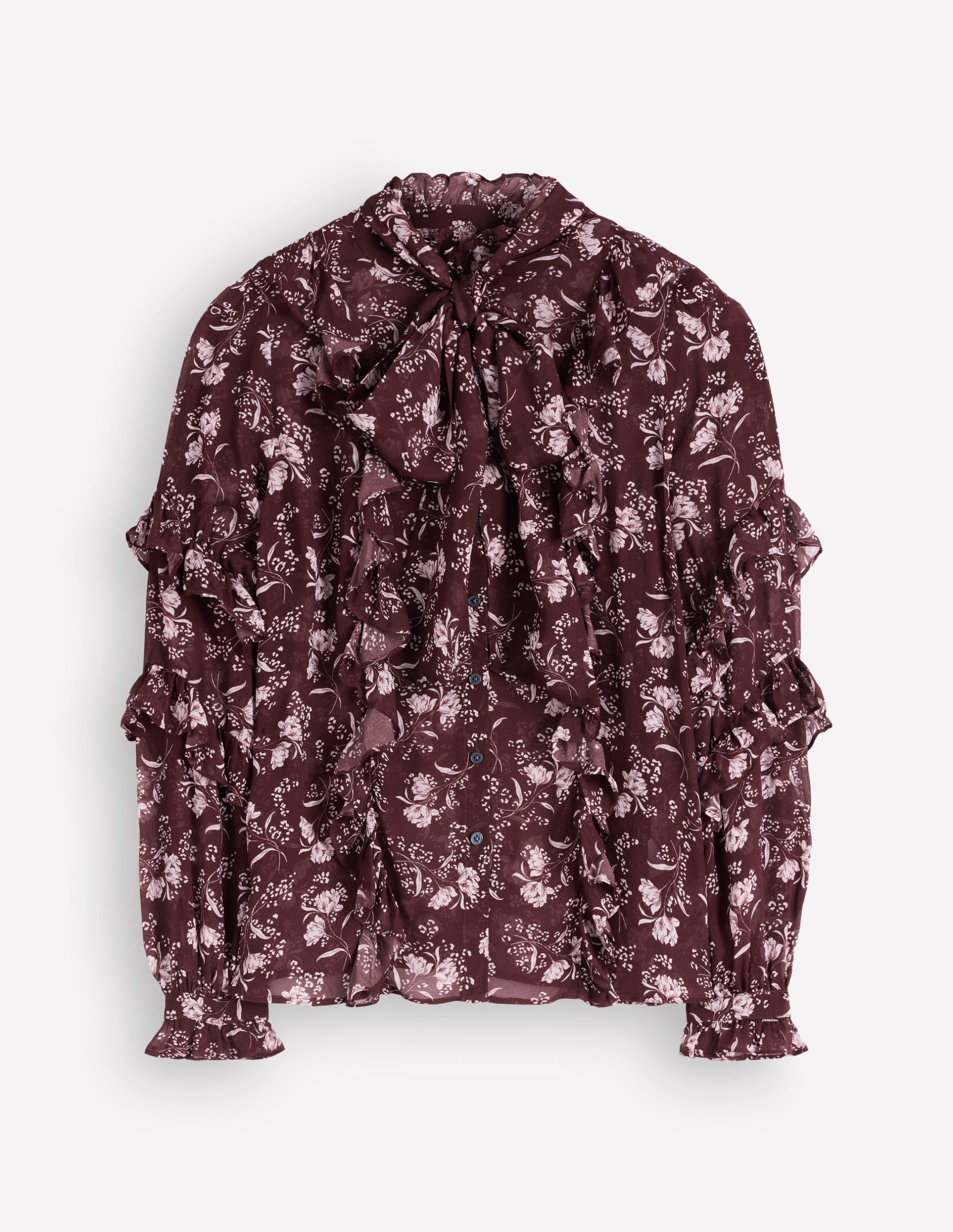 Ruffled Georgette Top-Chocolate. Enchanted Sprigs - Image 8