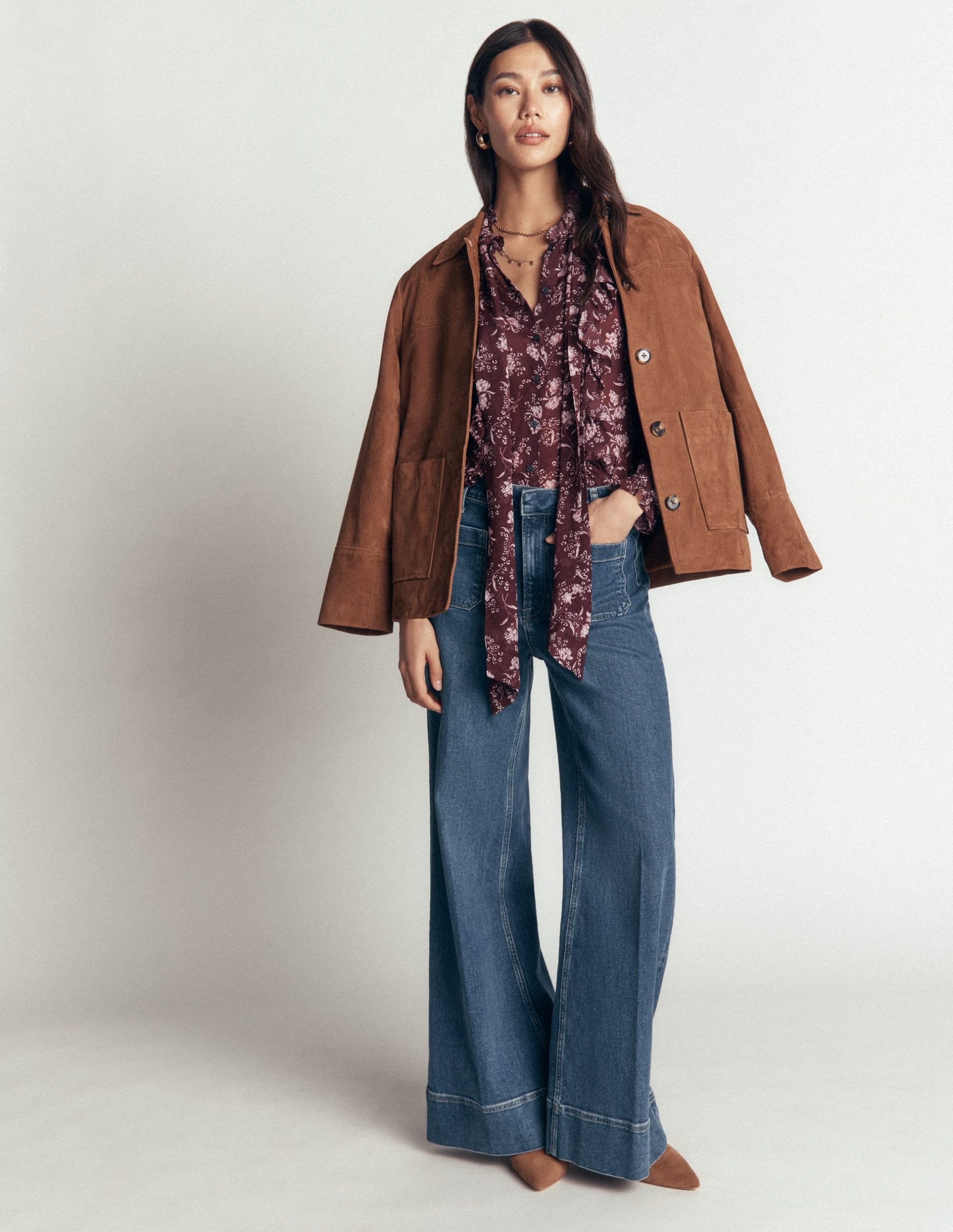 Ruffled Georgette Top-Chocolate. Enchanted Sprigs - Image 7