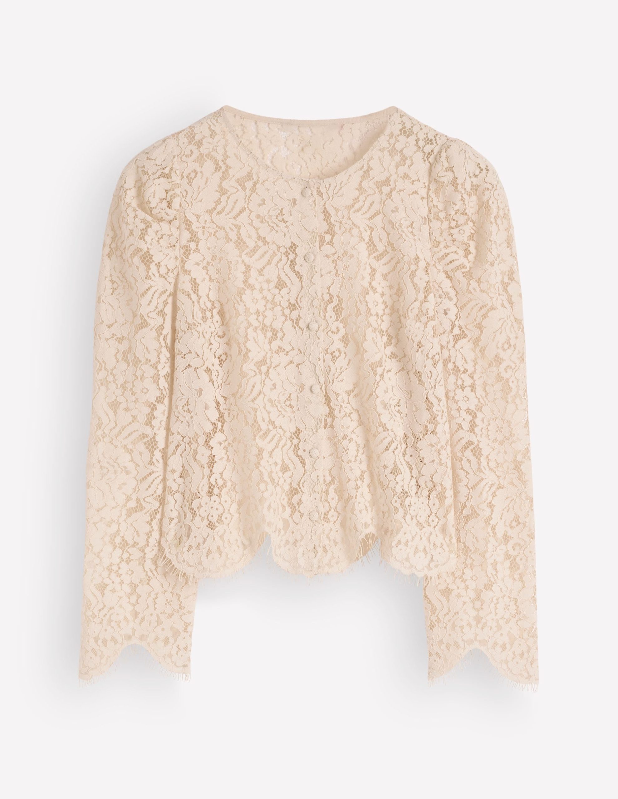 Lace Puff Sleeve Top-Warm Ivory - Image 6