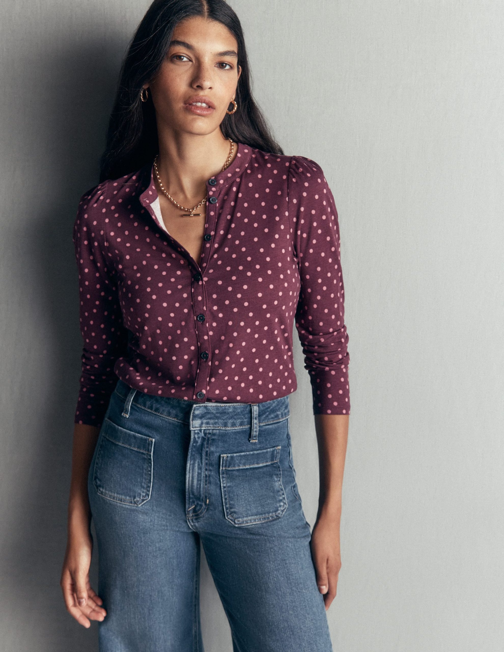Supersoft Puff Sleeve Shirt-Winetasting. Painting Dot