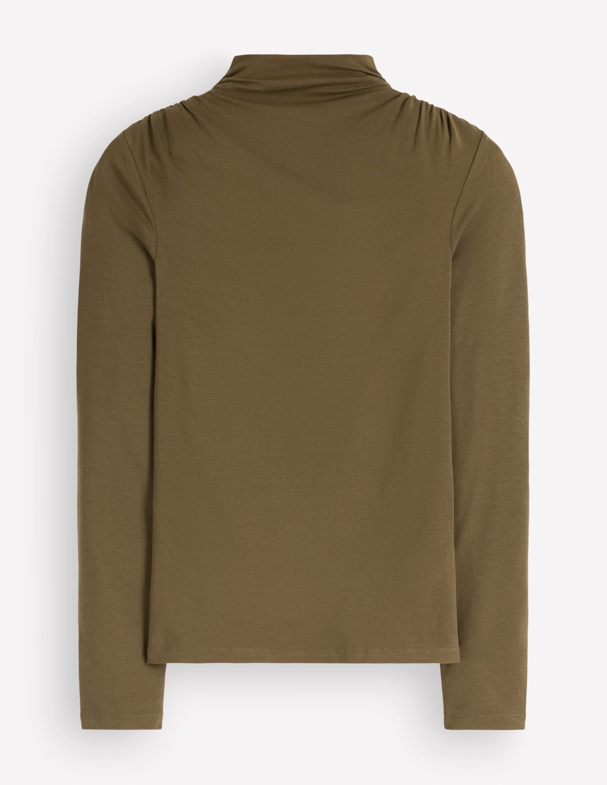 Tia Ruched High Neck Top-Dark Olive - Image 5