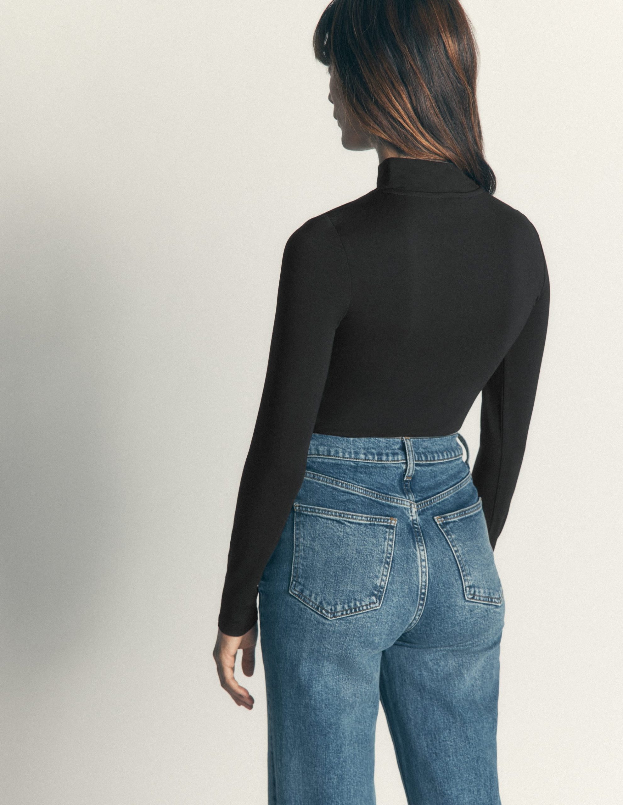 High Neck Jersey Top-Black - Image 3