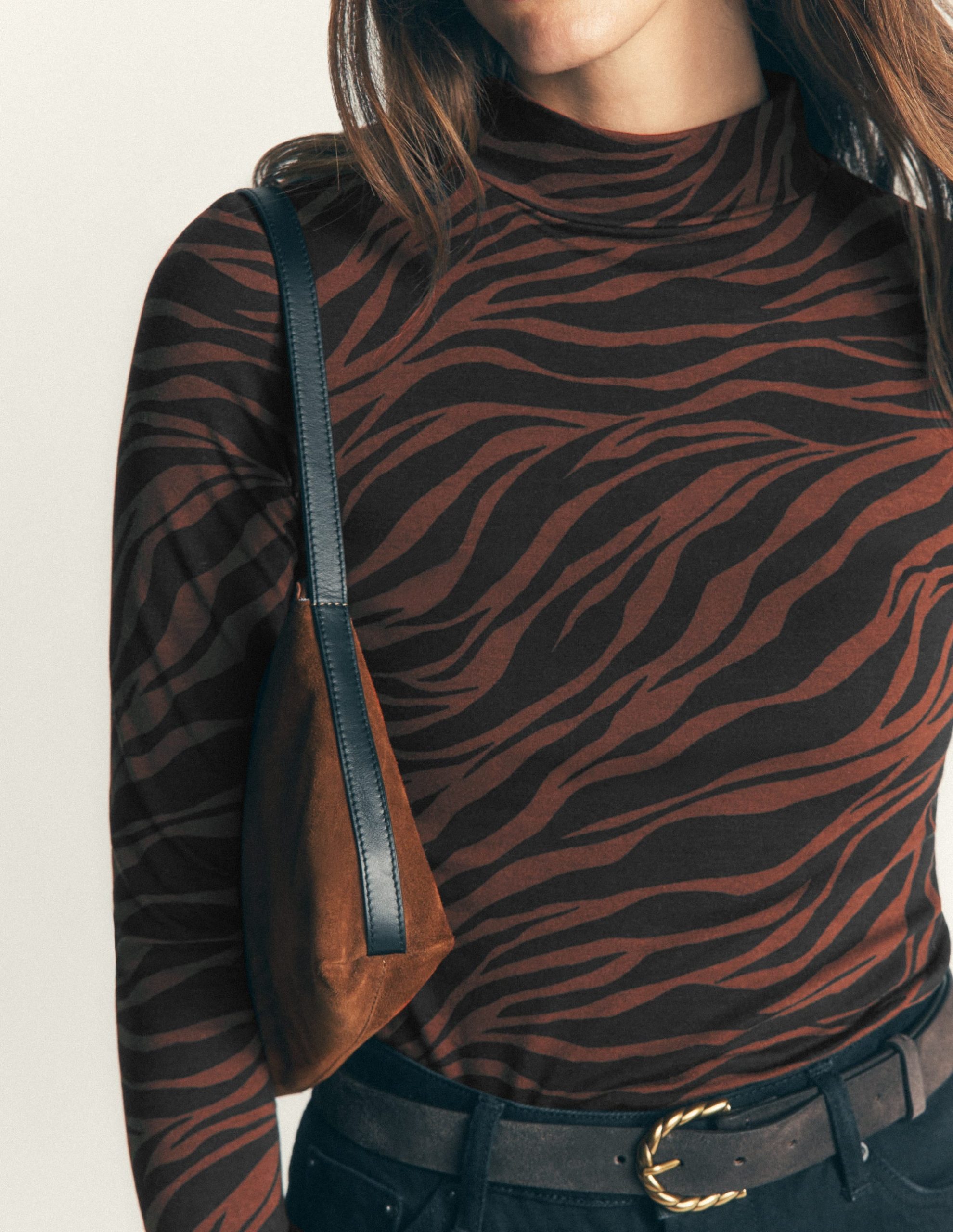 High Neck Jersey Top-Potting Soil. Zebra Swirl - Image 2