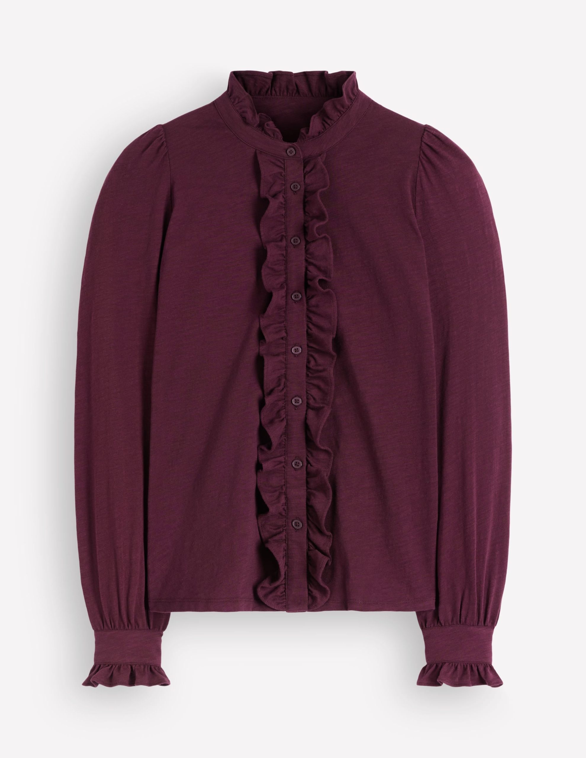 Jersey Frill Blouse-Dark Cherry - Image 5