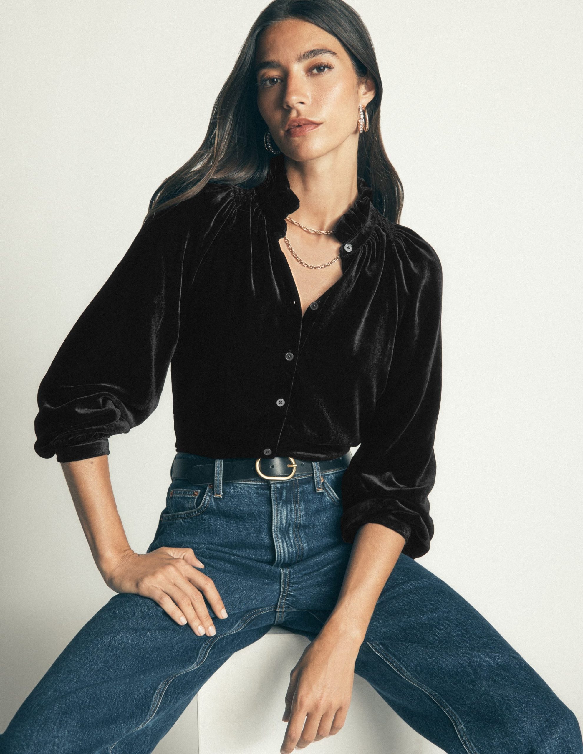 Erica Frill Velvet Top-Black