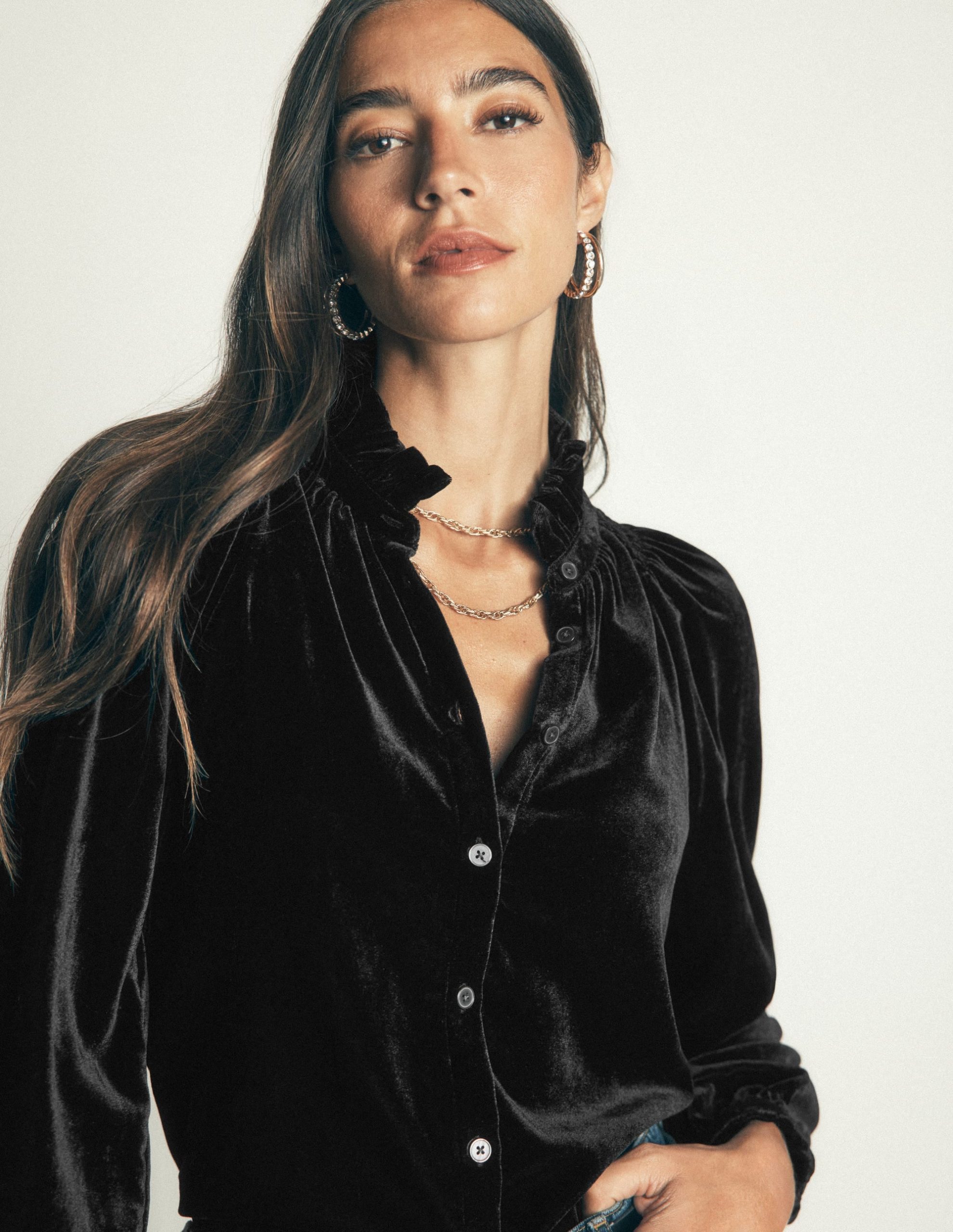 Erica Frill Velvet Top-Black - Image 2