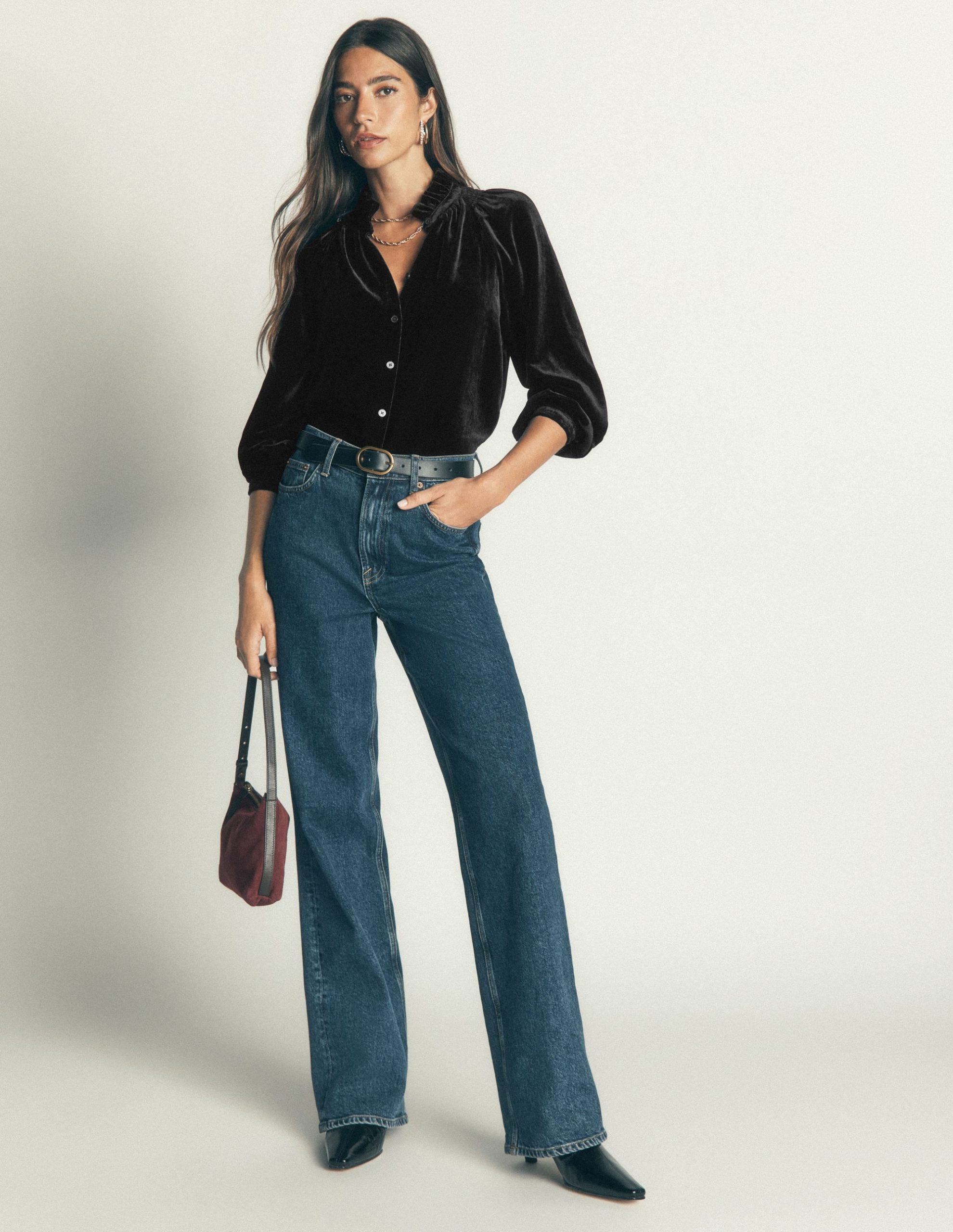 Erica Frill Velvet Top-Black - Image 4