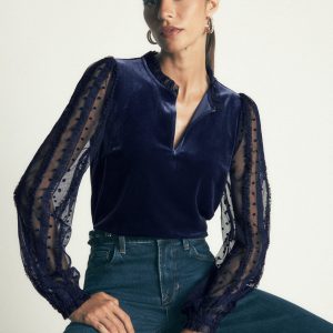 Tulle Mix Velvet Top-Zodiac Purple