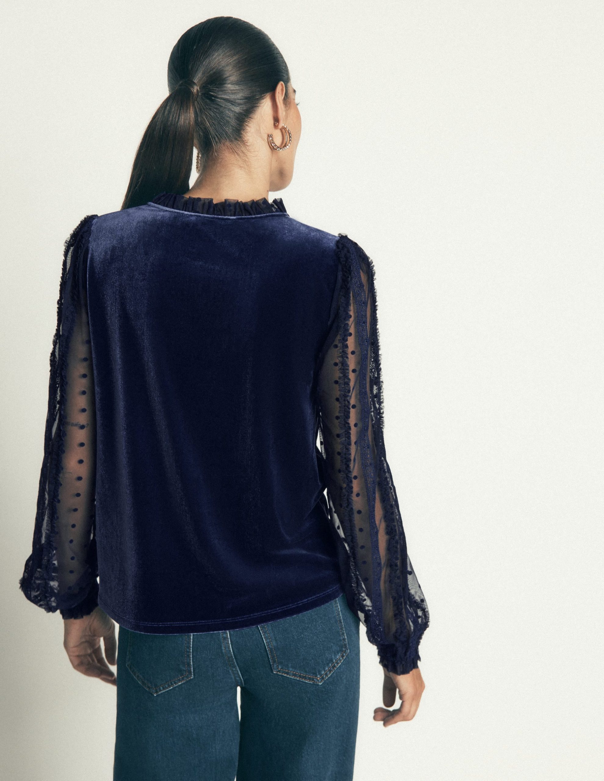 Tulle Mix Velvet Top-Zodiac Purple - Image 3