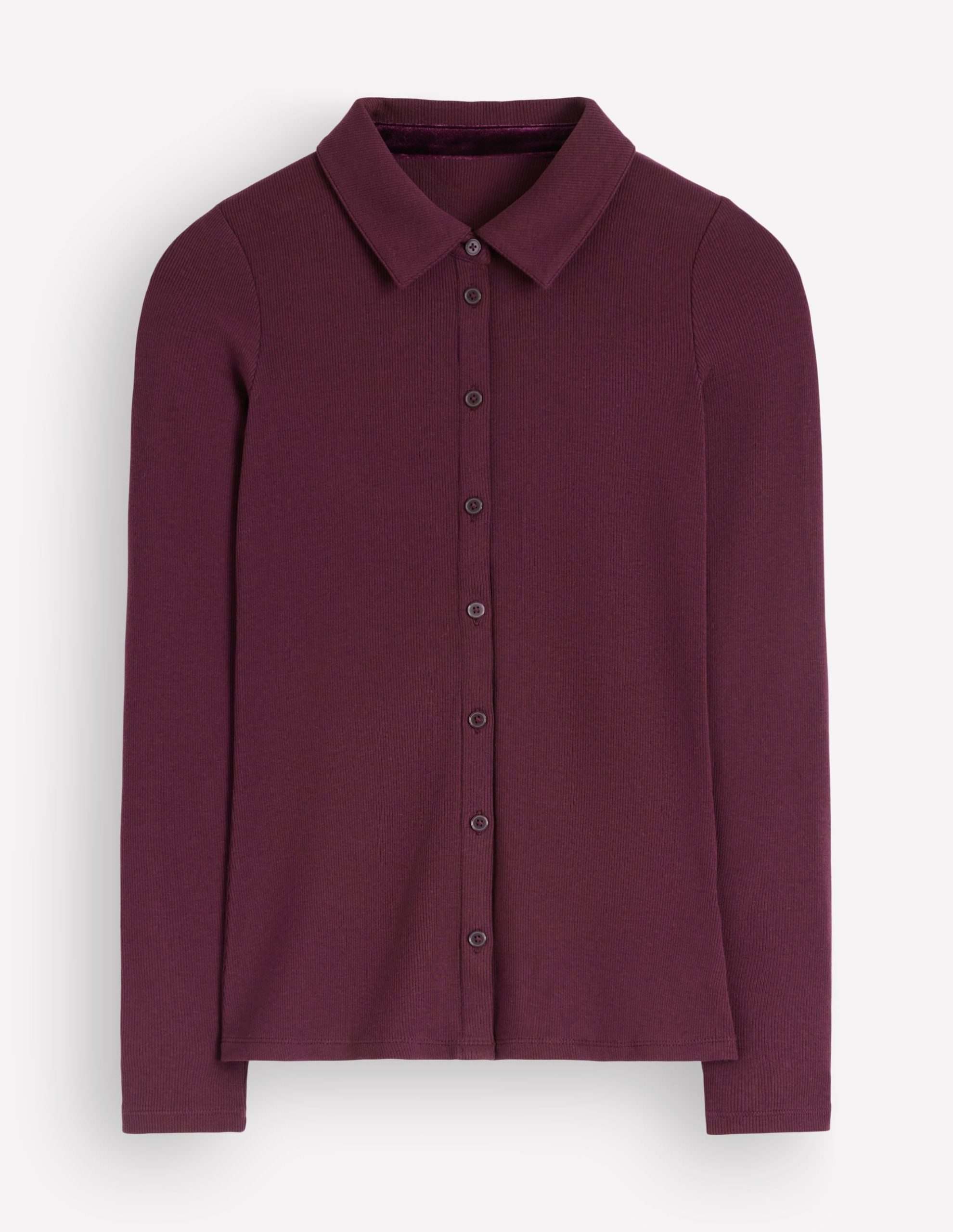 Jersey Velvet Ribbed Shirt-Dark Cherry - Image 5