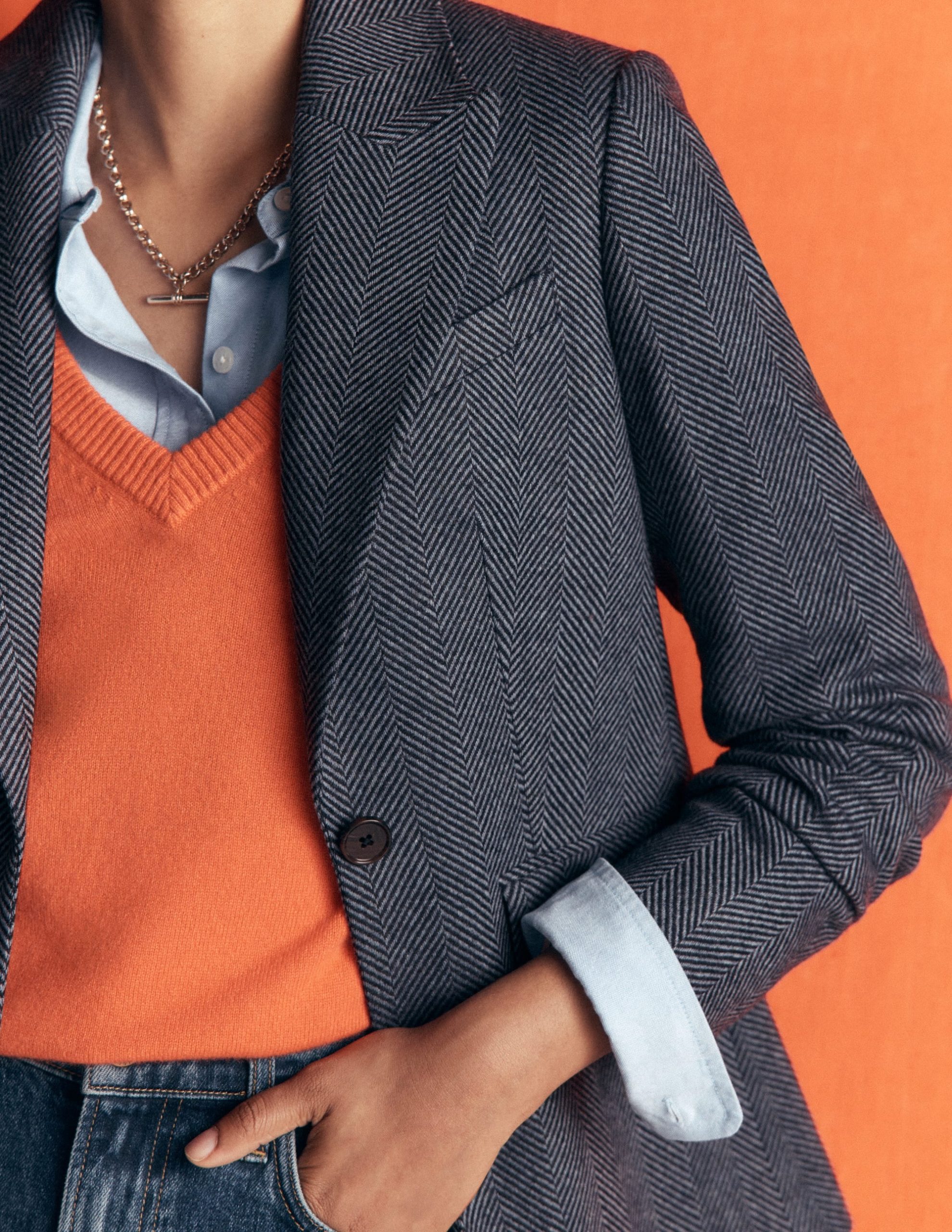 Stamford Wool Blazer-Blue and Navy Herringbone - Image 2