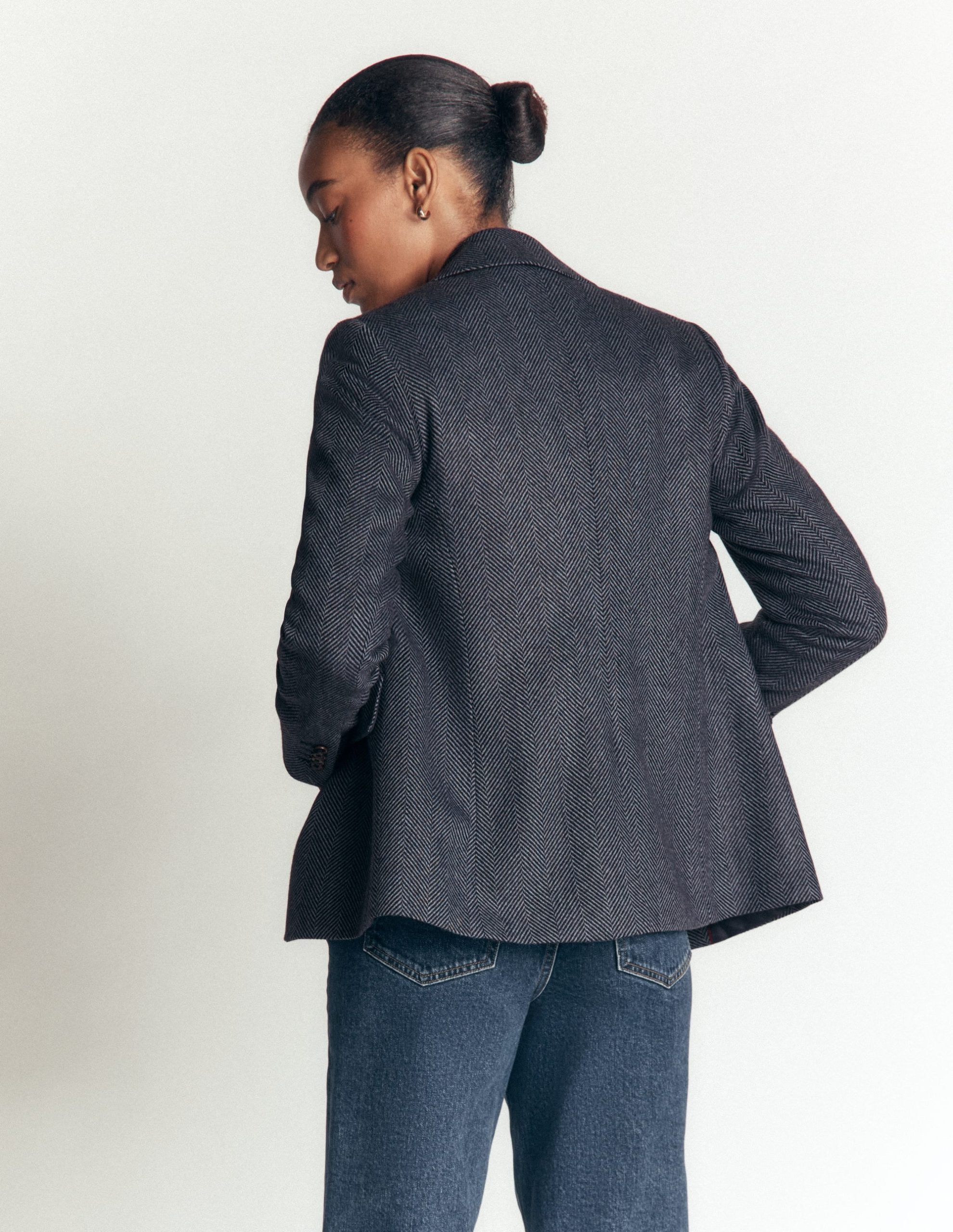 Stamford Wool Blazer-Blue and Navy Herringbone - Image 3