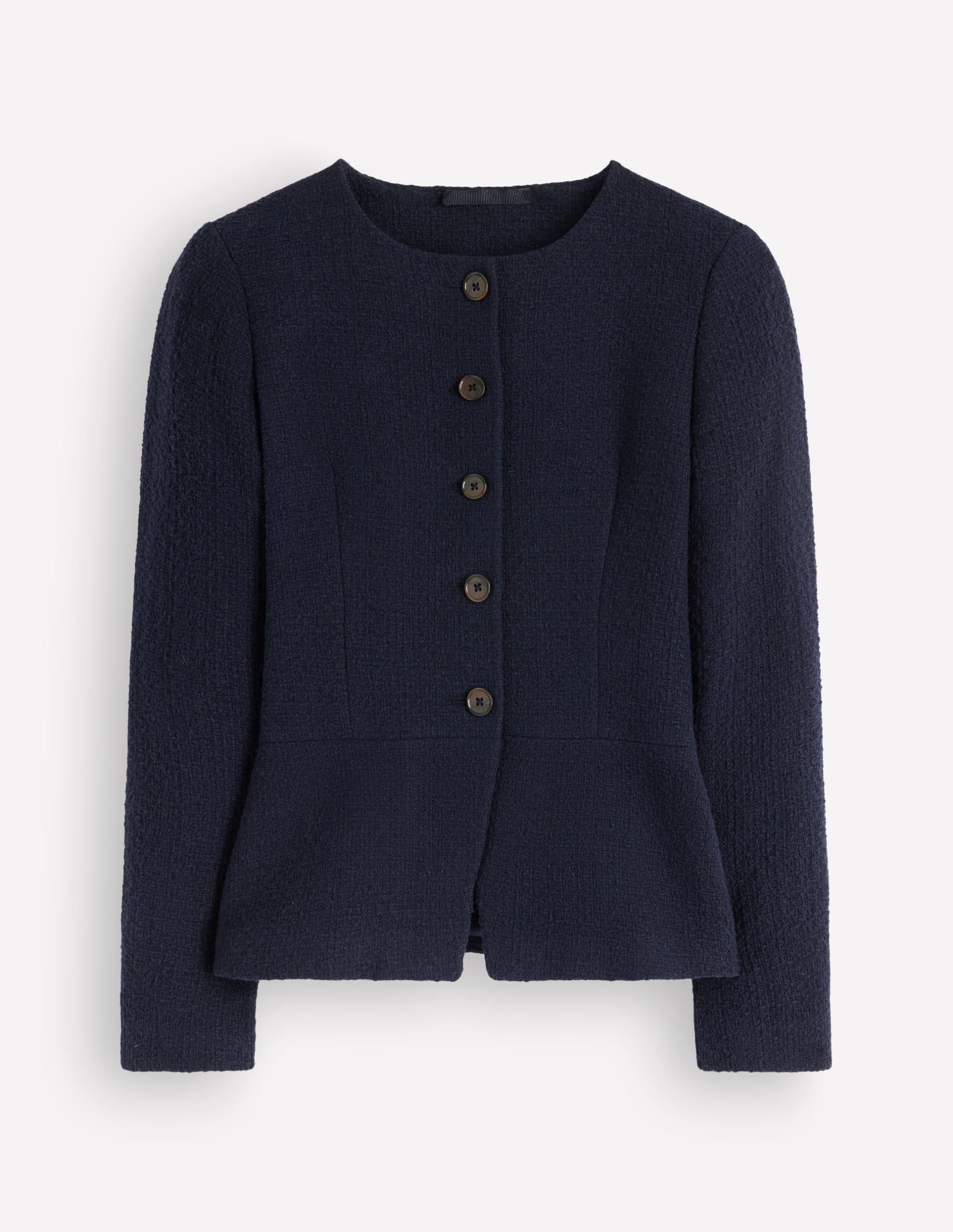 Collarless Tailored Blazer-Navy - Image 6