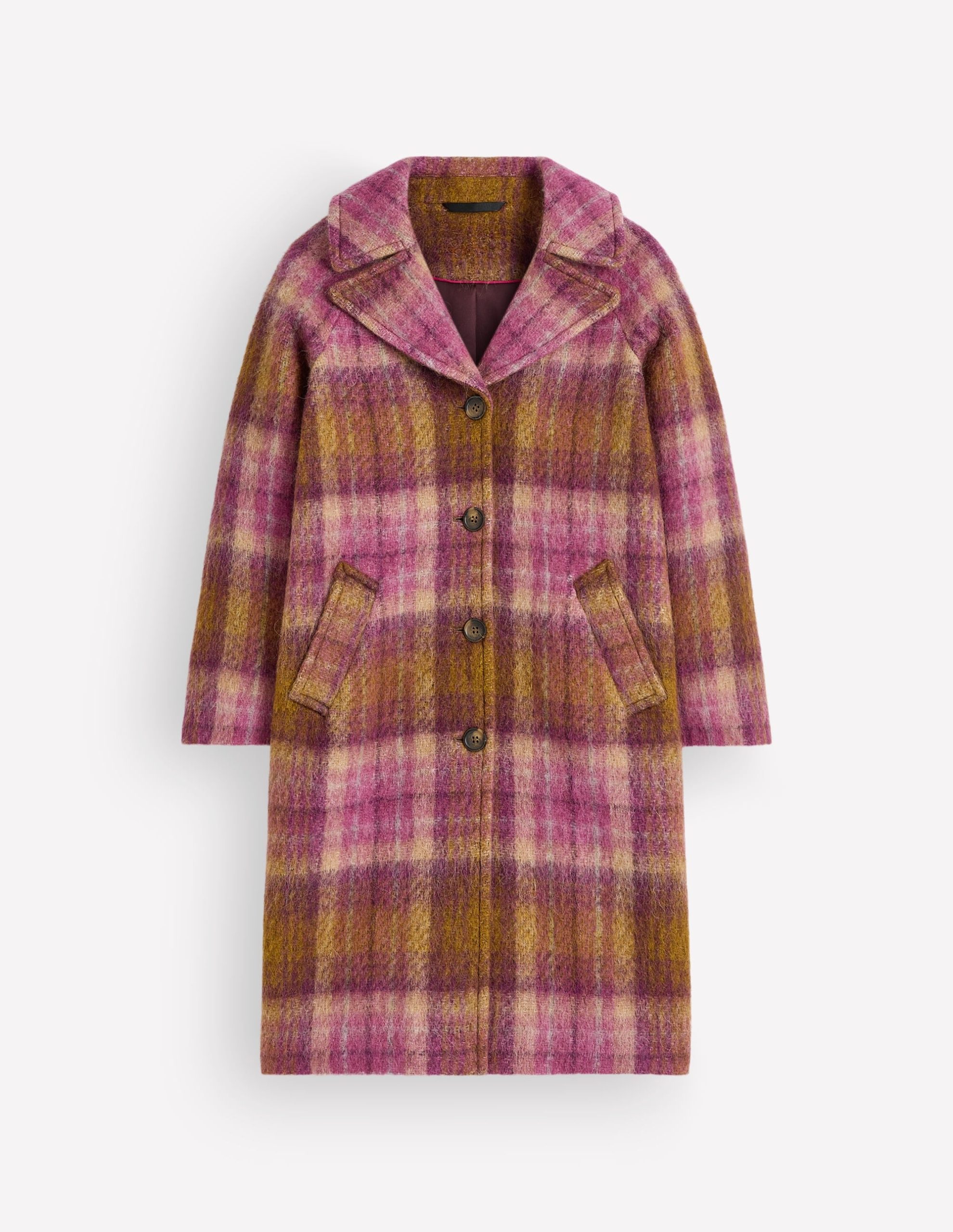 Cotswold Wool Coat-Camel. Pink Check - Image 8