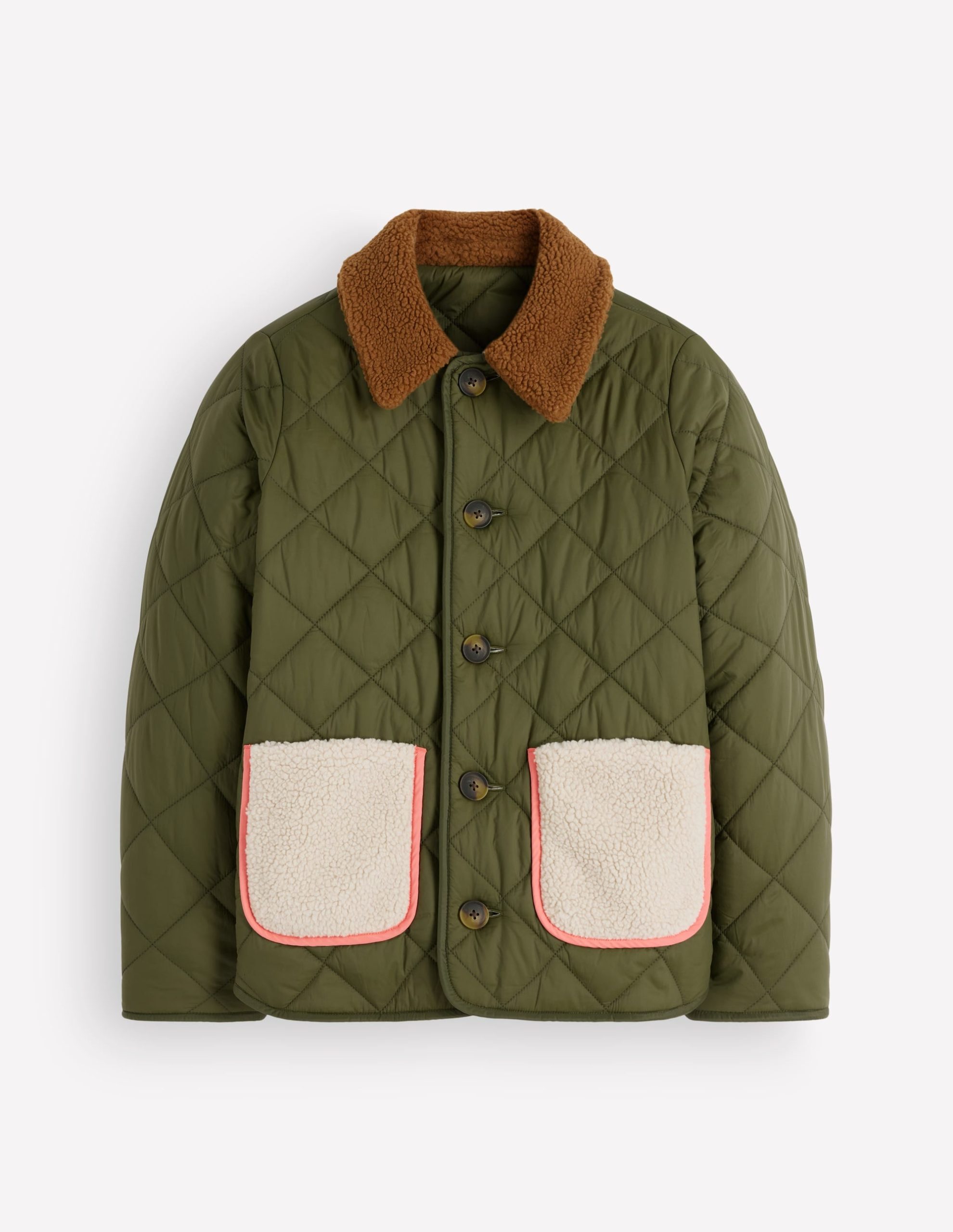 Reversible Borg Mix Coat-Woodland Green - Image 7