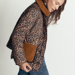 Reversible Borg Mix Coat-Leopard