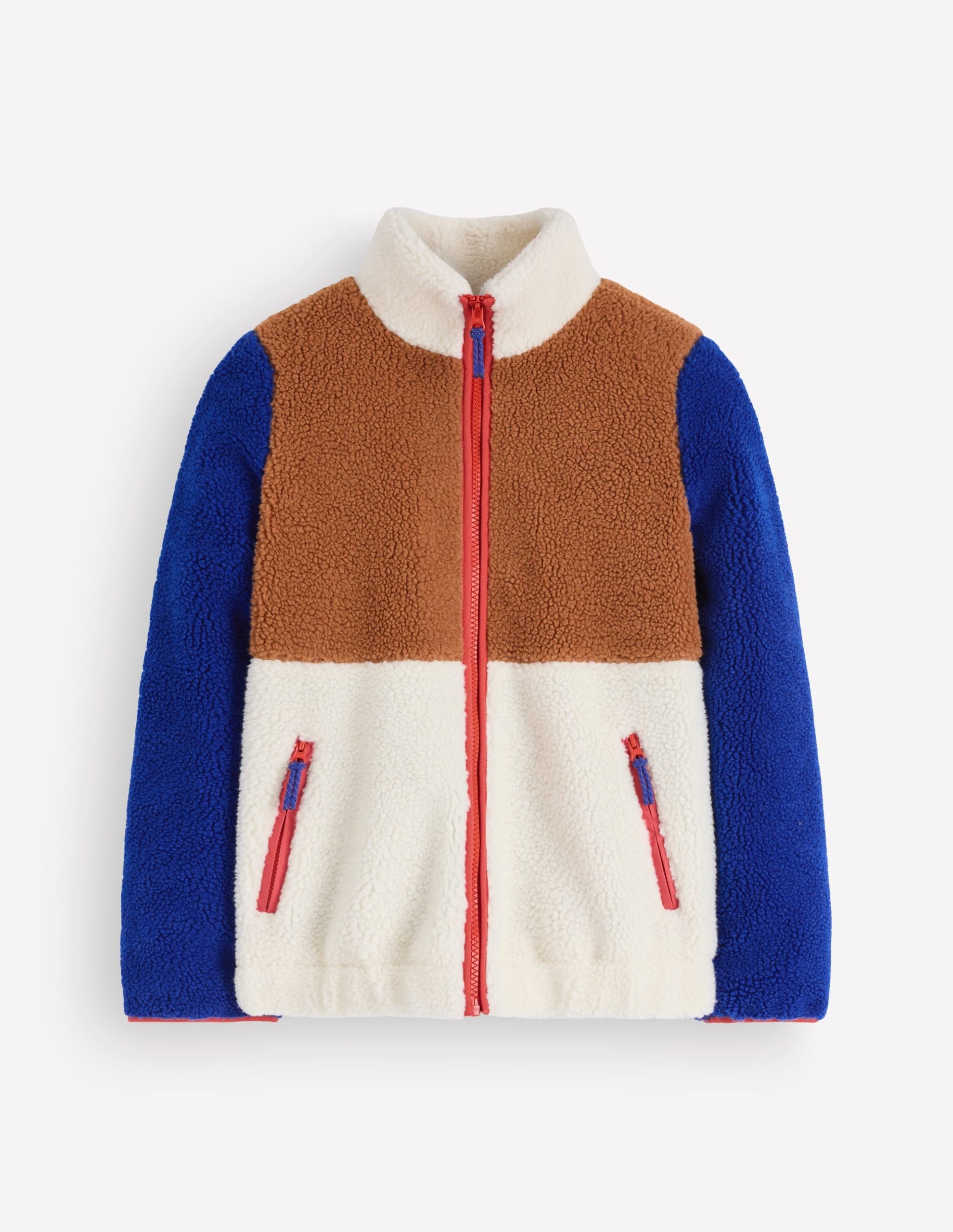Alnwick Borg Jacket-Brown. Ivory Colour Block - Image 6