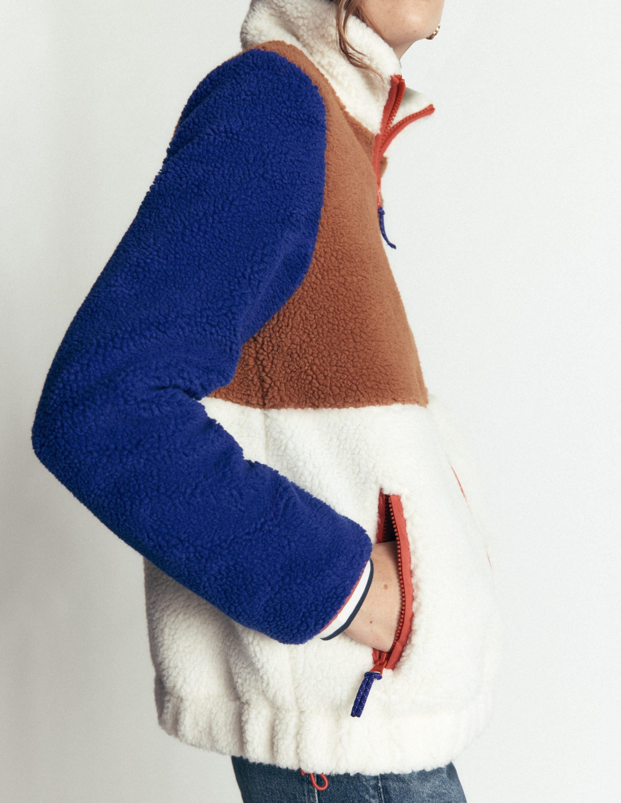 Alnwick Borg Jacket-Brown. Ivory Colour Block - Image 5