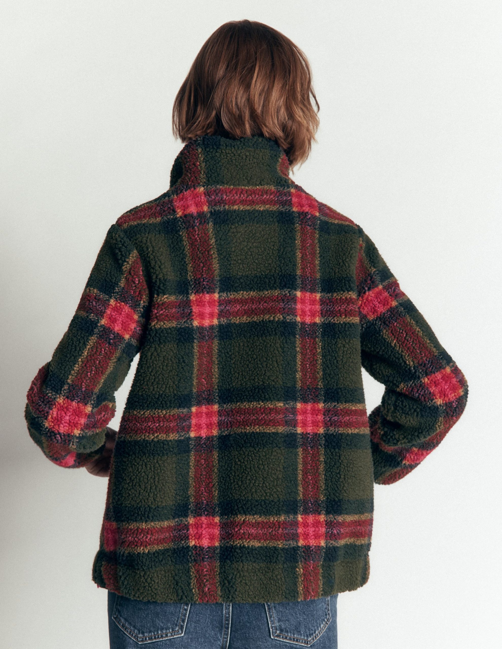 Alnwick Borg Jacket-Olive. Navy and Red Check - Image 3