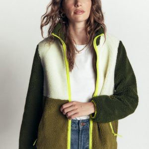 Alnwick Borg Jacket-Green. Ivory Colour Block