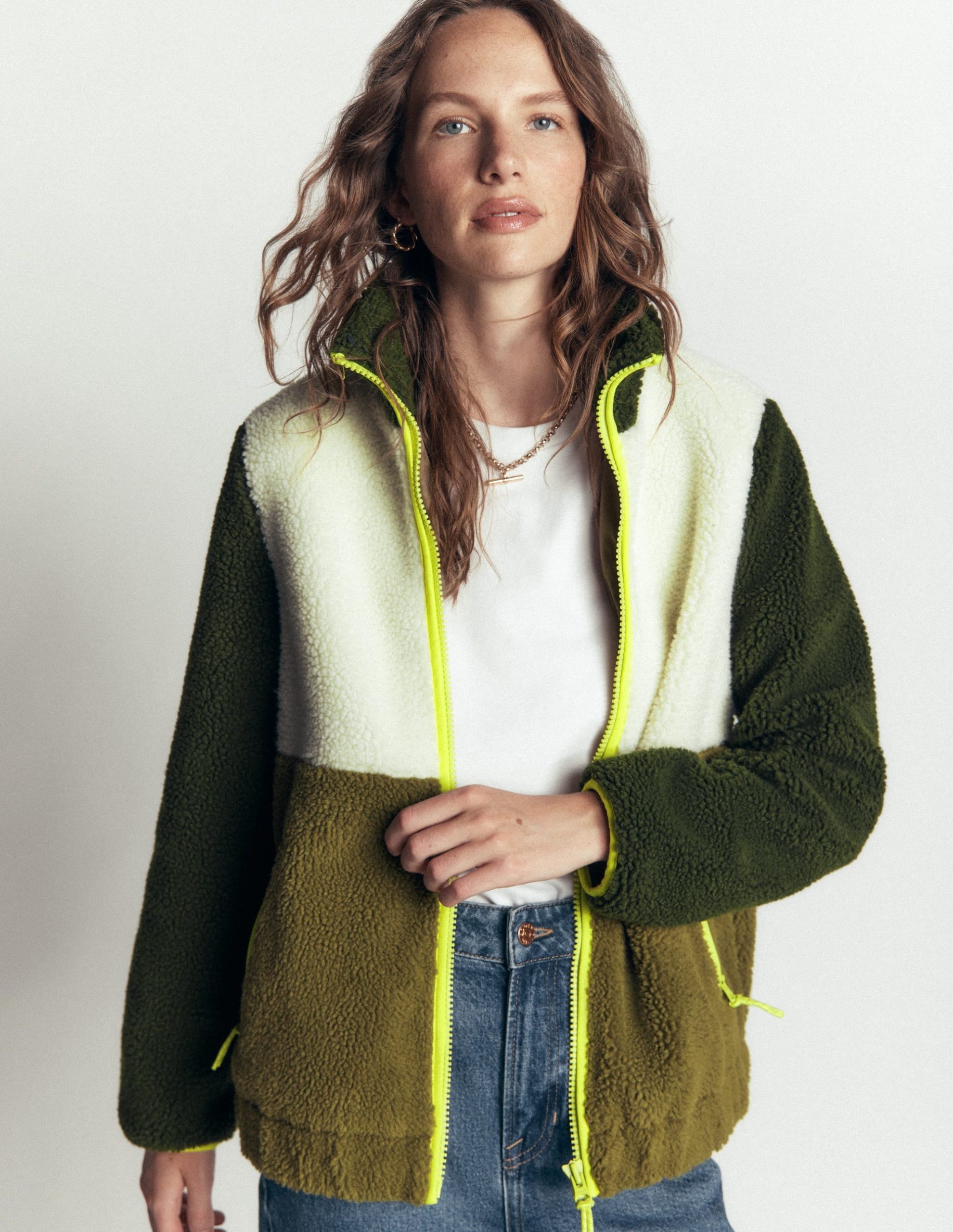 Alnwick Borg Jacket-Green. Ivory Colour Block