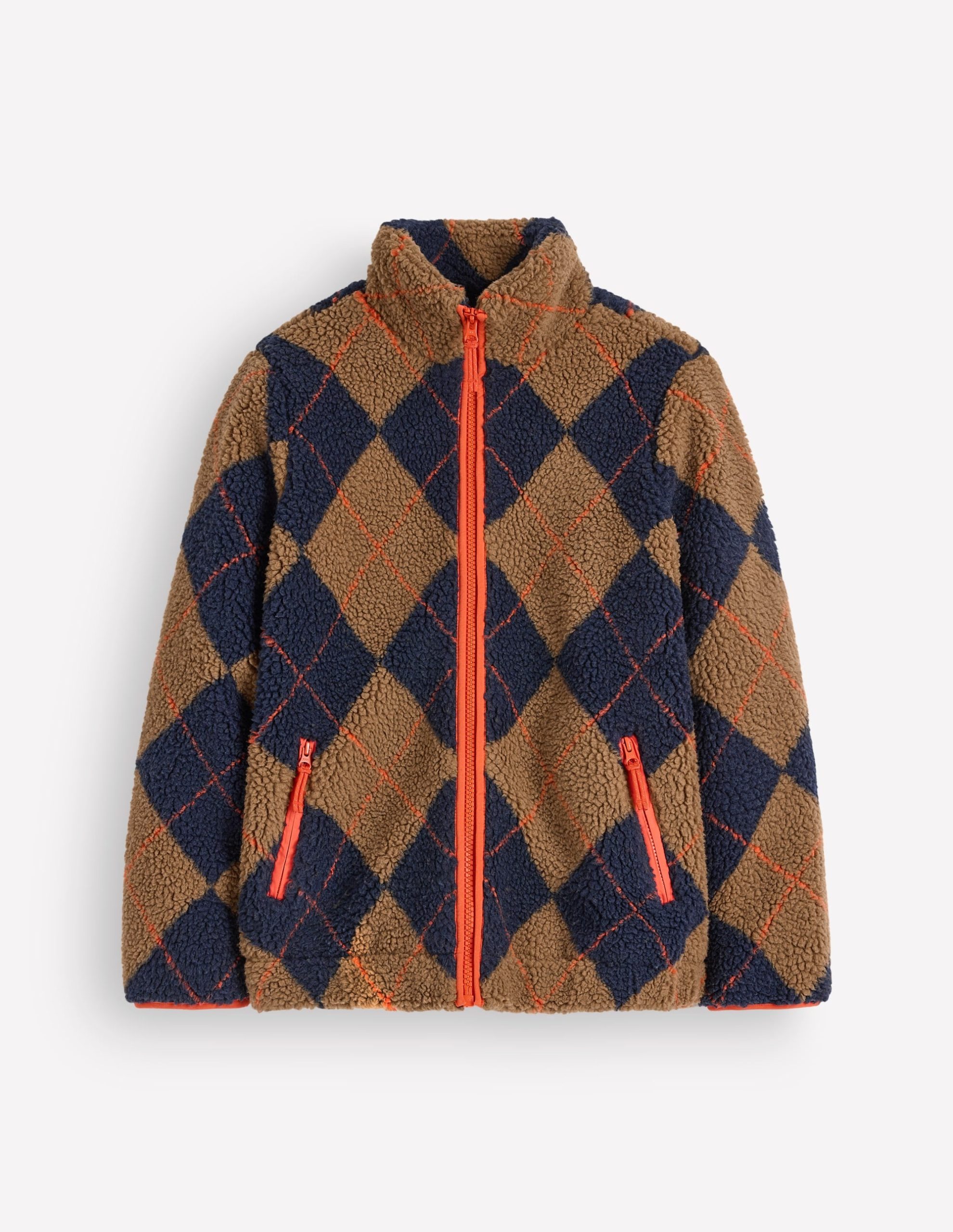 Alnwick Borg Jacket-Camel. Navy & Orange Argyle - Image 7