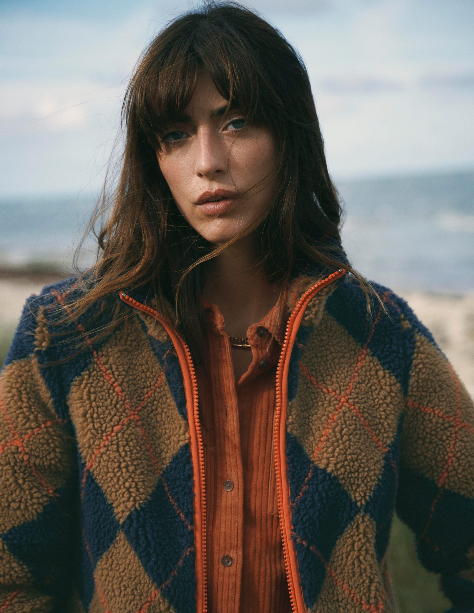 Alnwick Borg Jacket-Camel. Navy & Orange Argyle - Image 6