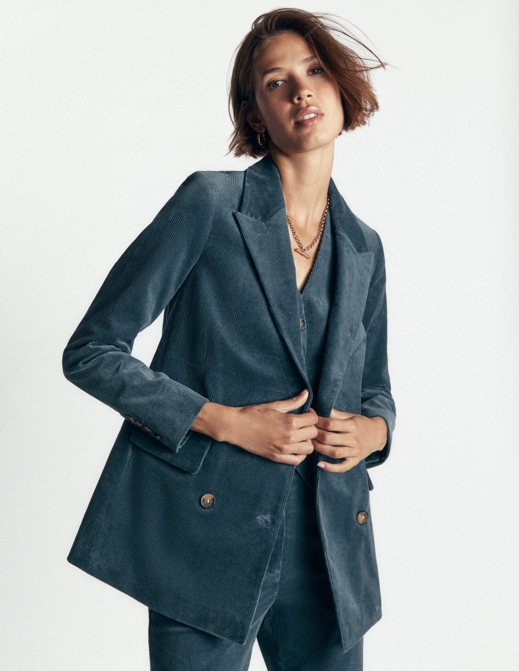 Double Breasted Blazer-Storm Blue - Image 2