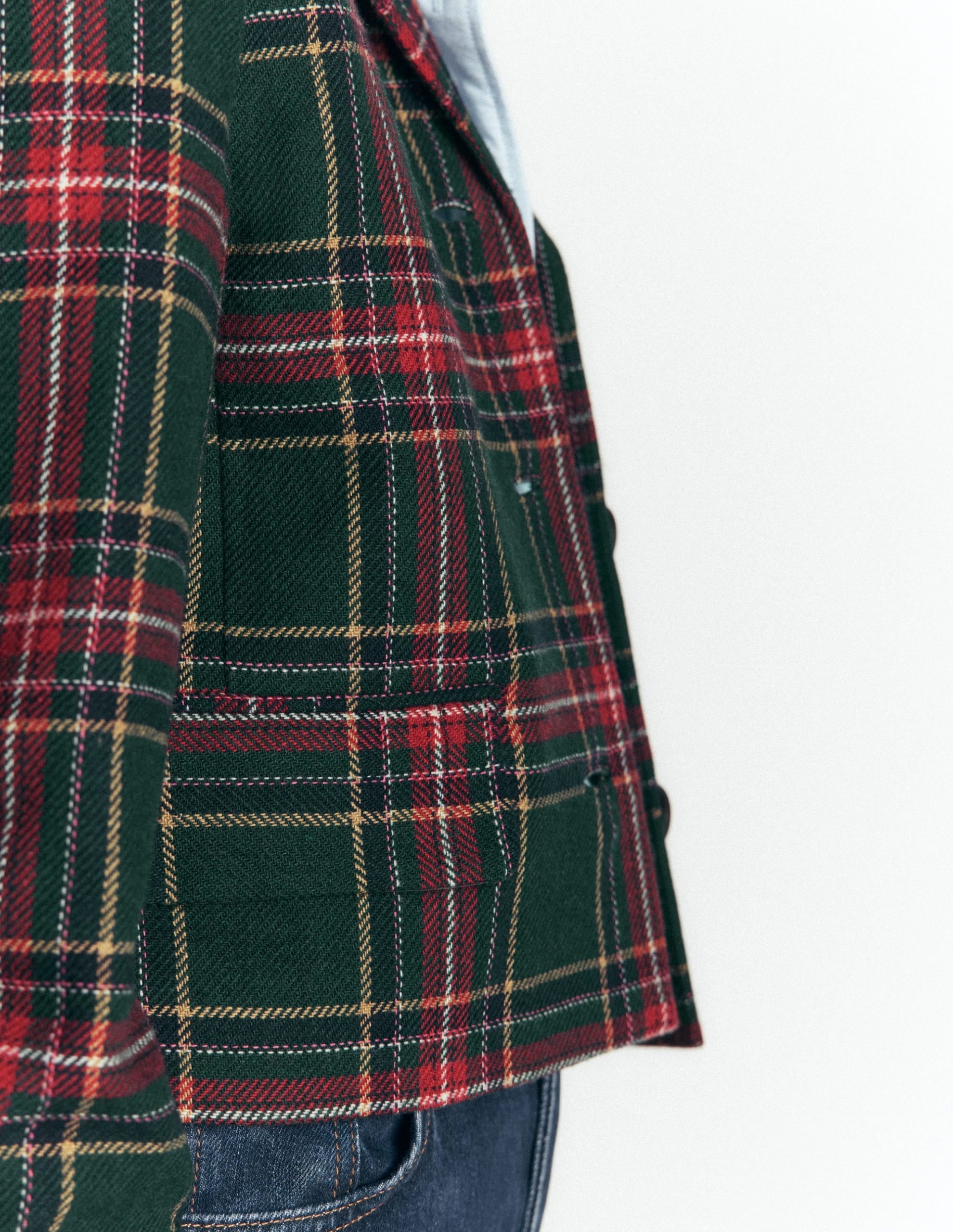 Dartmouth Wool Blend Blazer-Green. Navy and Red Check - Image 3