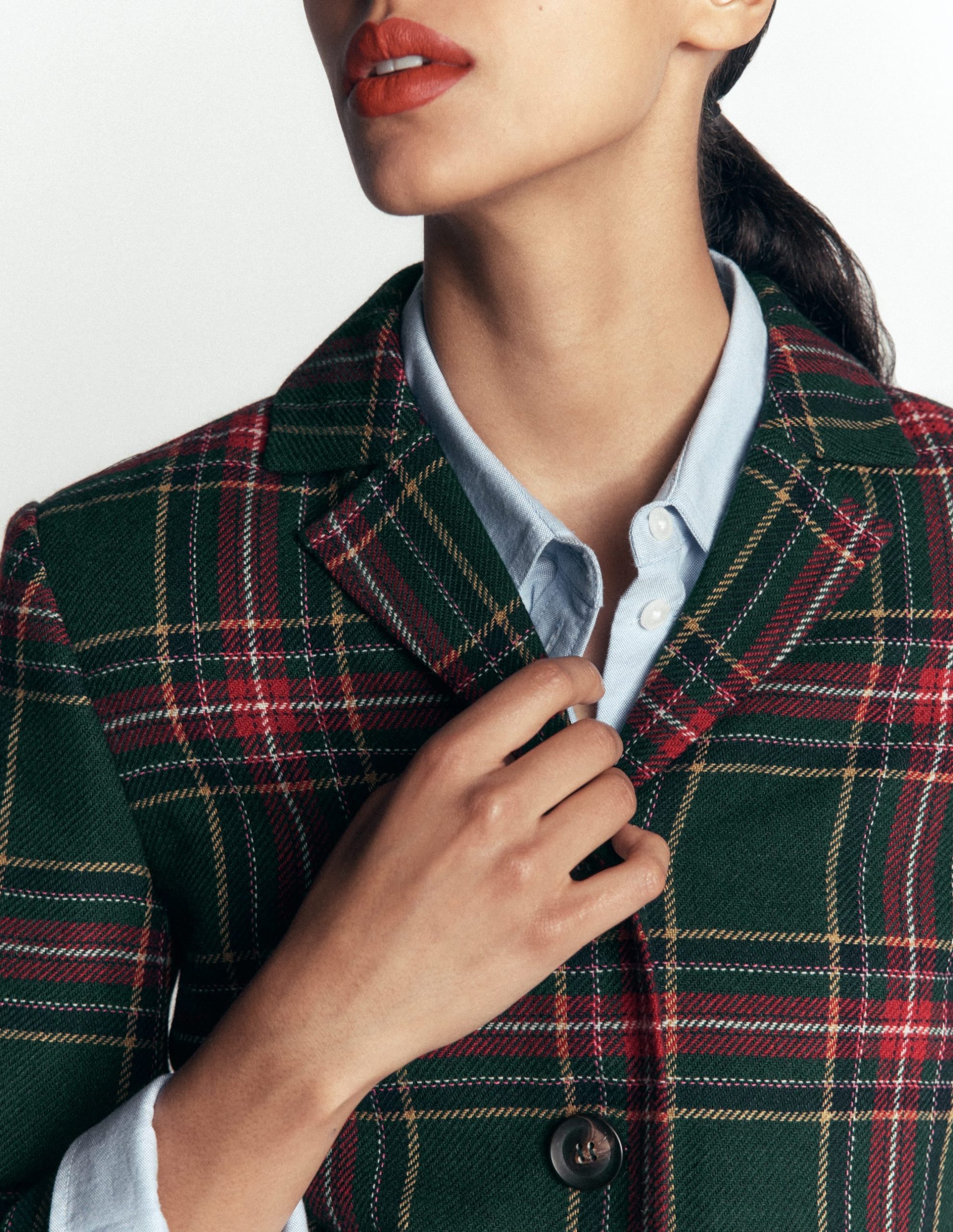 Dartmouth Wool Blend Blazer-Green. Navy and Red Check - Image 5