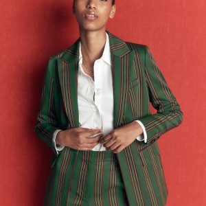 Woodbridge Tailored Blazer-Green. Collegic Stripe
