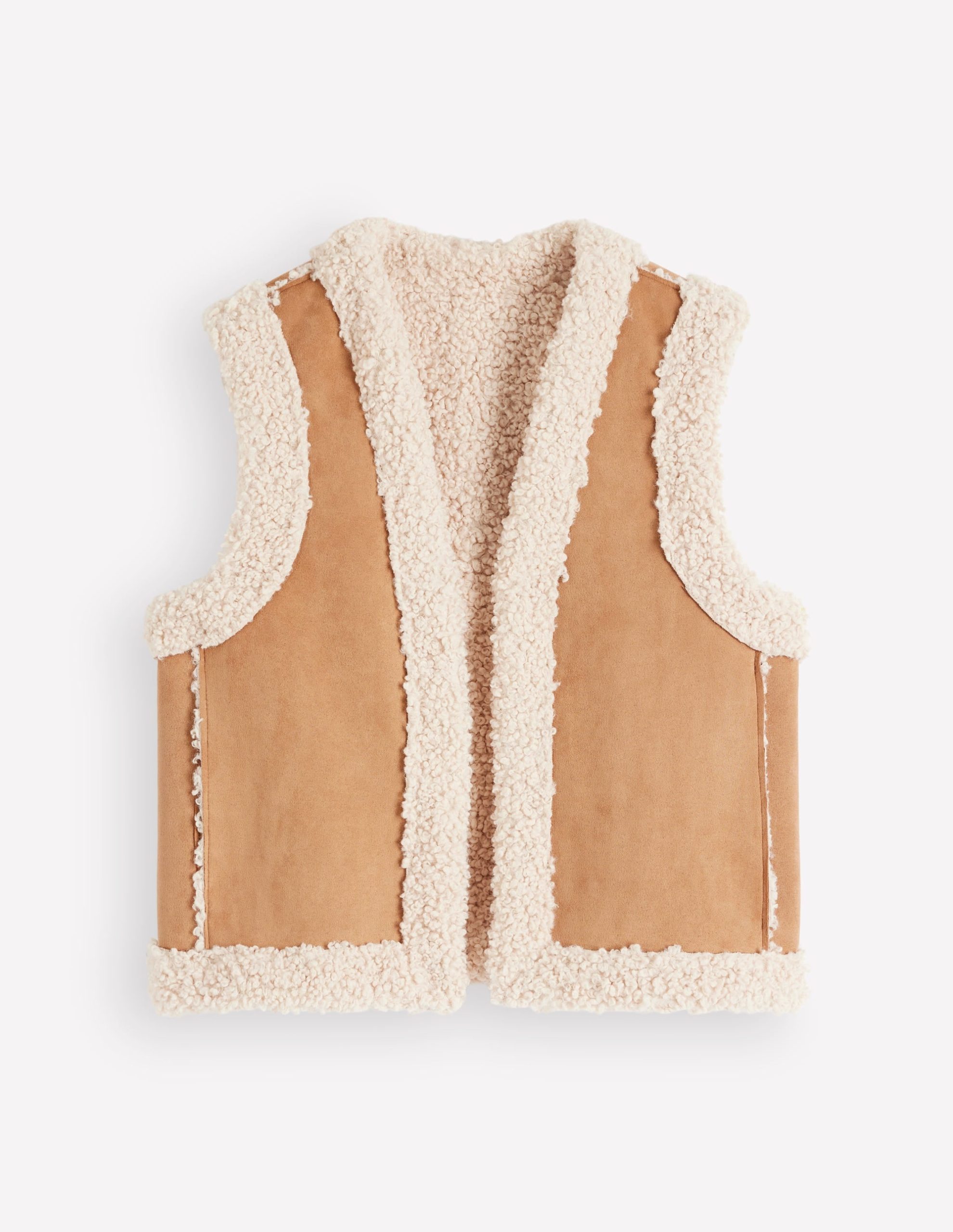 Borg Trim Cotton Vest-Sand - Image 6