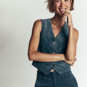 V-Neck Waistcoat-Storm Blue