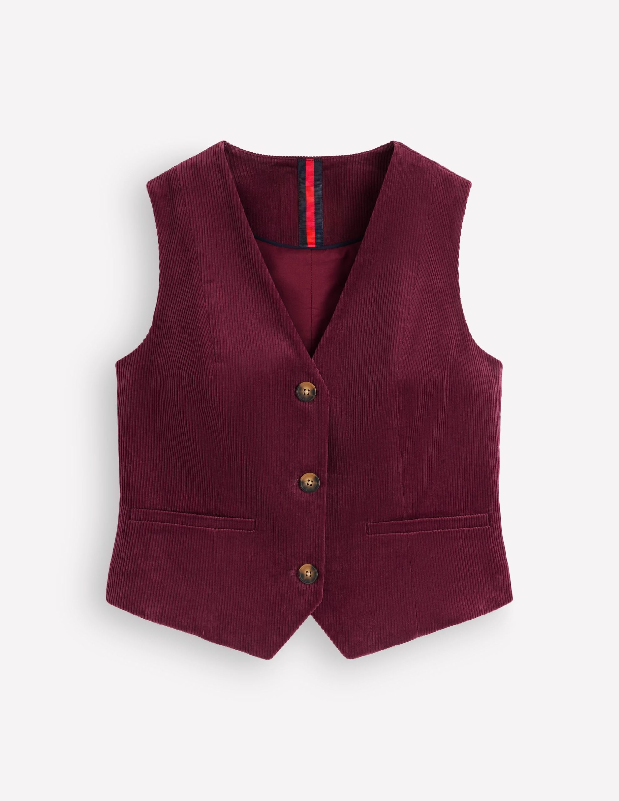 V-Neck Waistcoat-Dark Crimson - Image 5