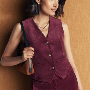 V-Neck Waistcoat-Dark Crimson