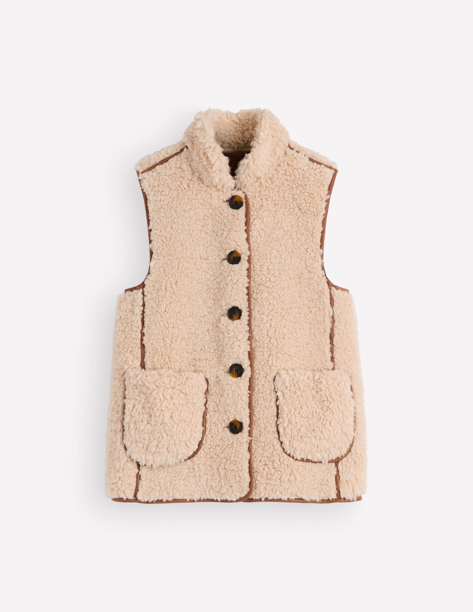 Funnel Neck Borg Gilet-Natural Borg - Image 6