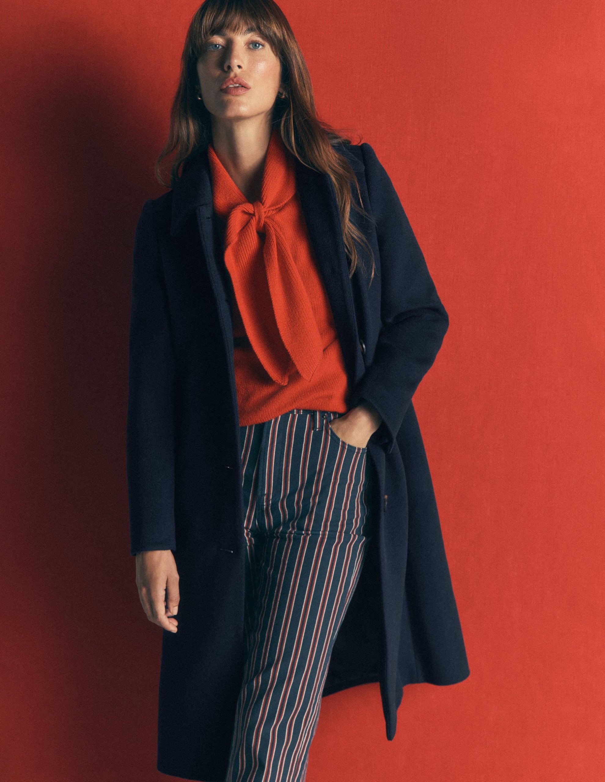 Aylesford Longline Coat-Navy