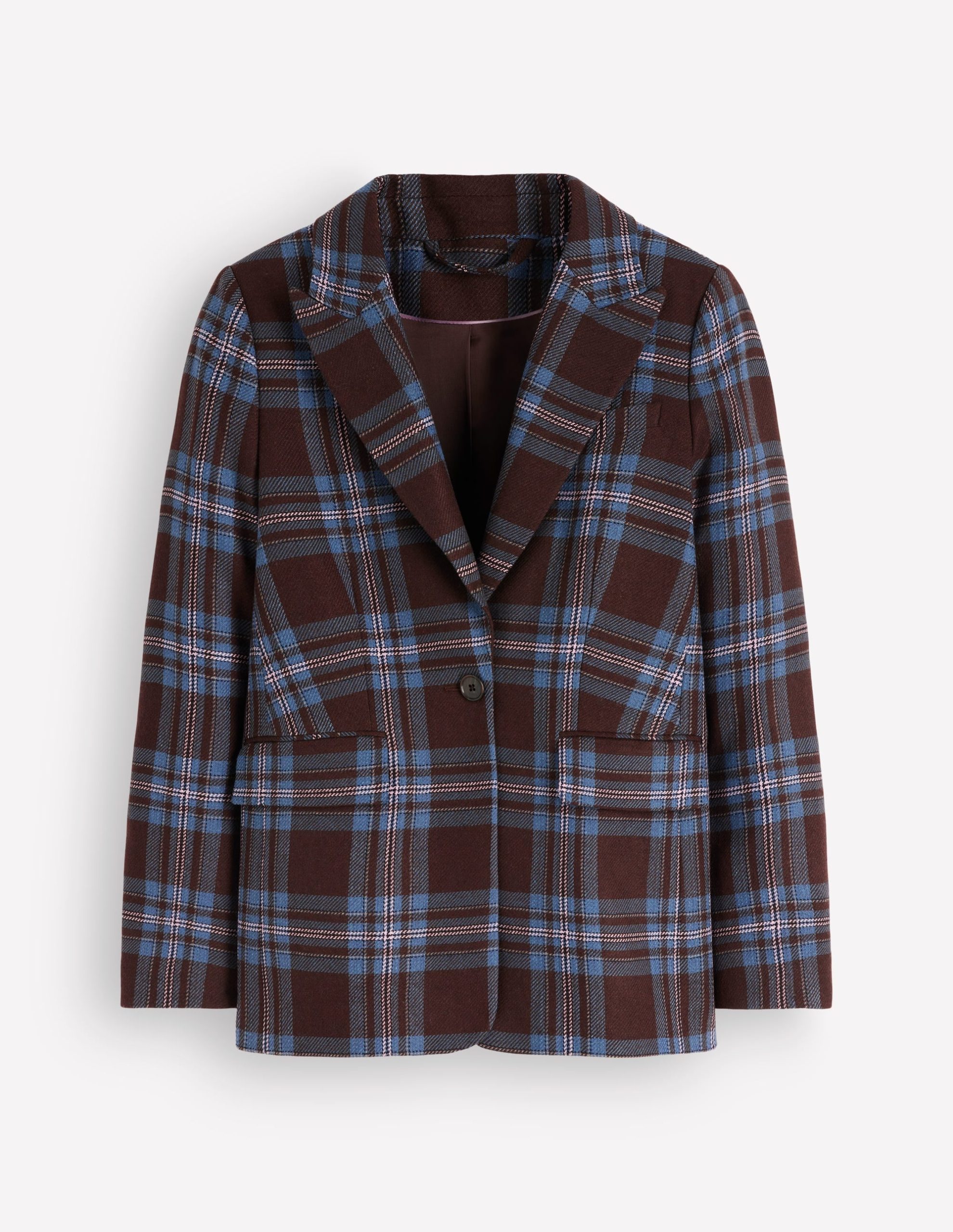 Woodbridge Wool Blend Blazer-Brown. Blue and Pink Check - Image 6