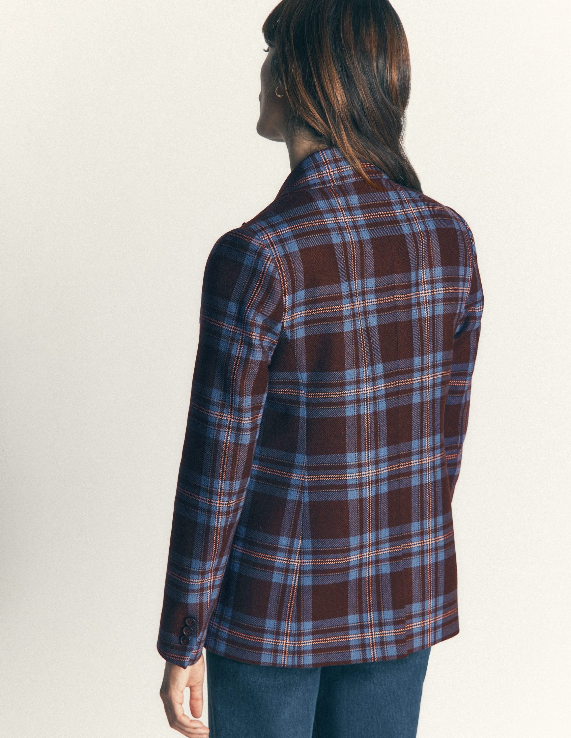 Woodbridge Wool Blend Blazer-Brown. Blue and Pink Check - Image 3