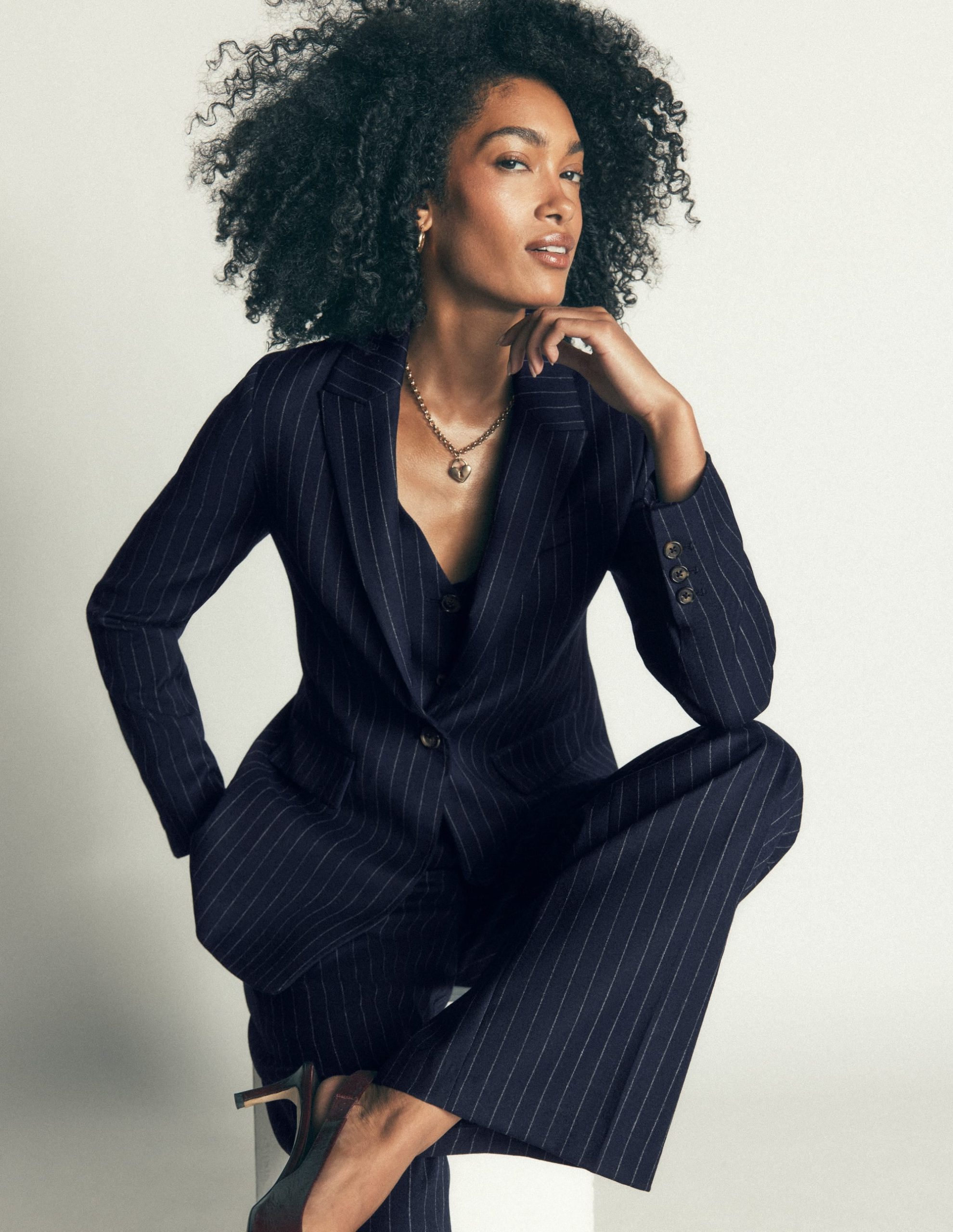 Woodbridge Wool Blend Blazer-Navy Pinstripe