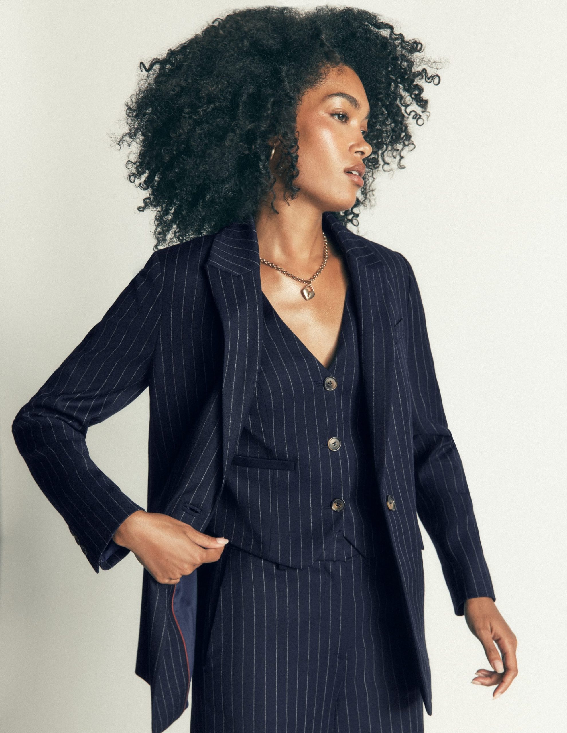 Woodbridge Wool Blend Blazer-Navy Pinstripe - Image 5