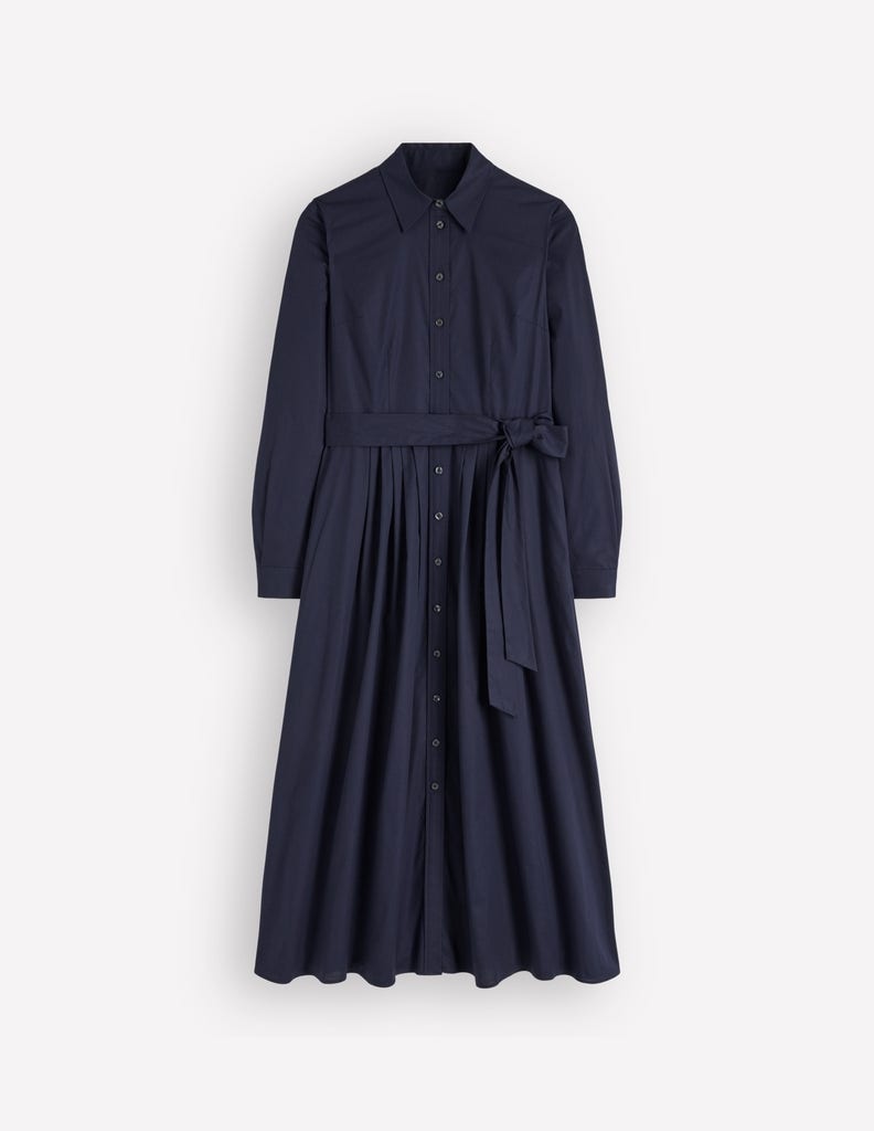 Alexa Cotton Midi Shirt Dress-Navy - Image 6